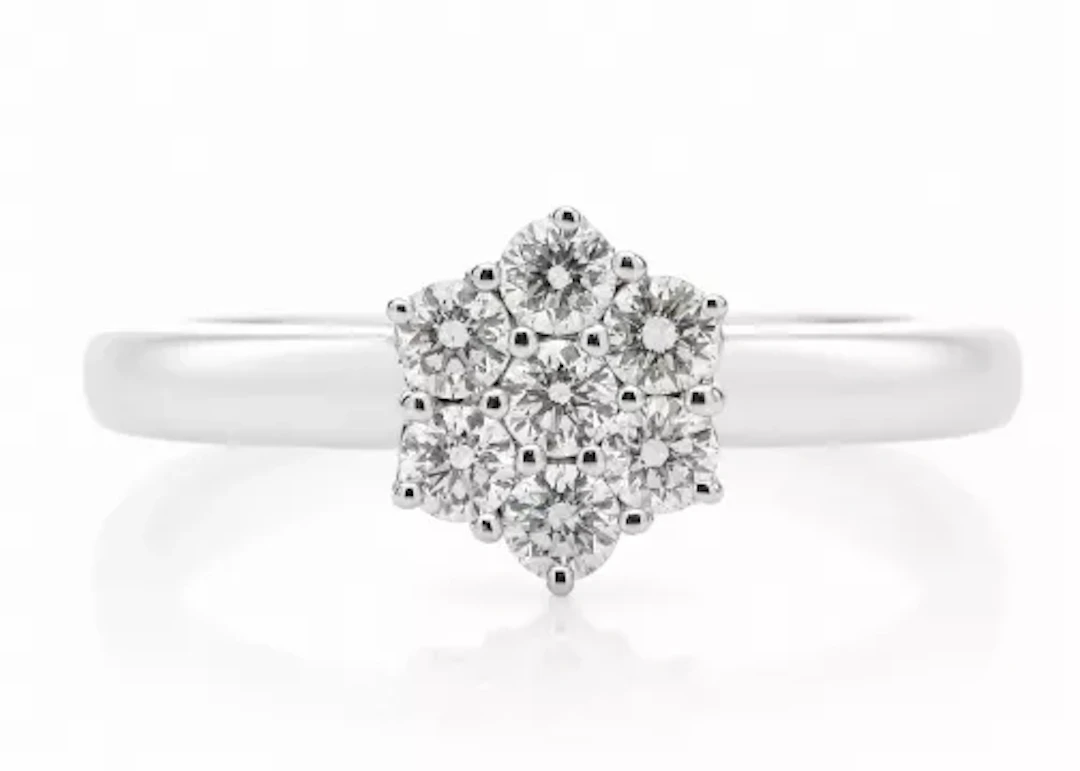 9ct White Gold Diamond Cluster Ring 0.45 Carats