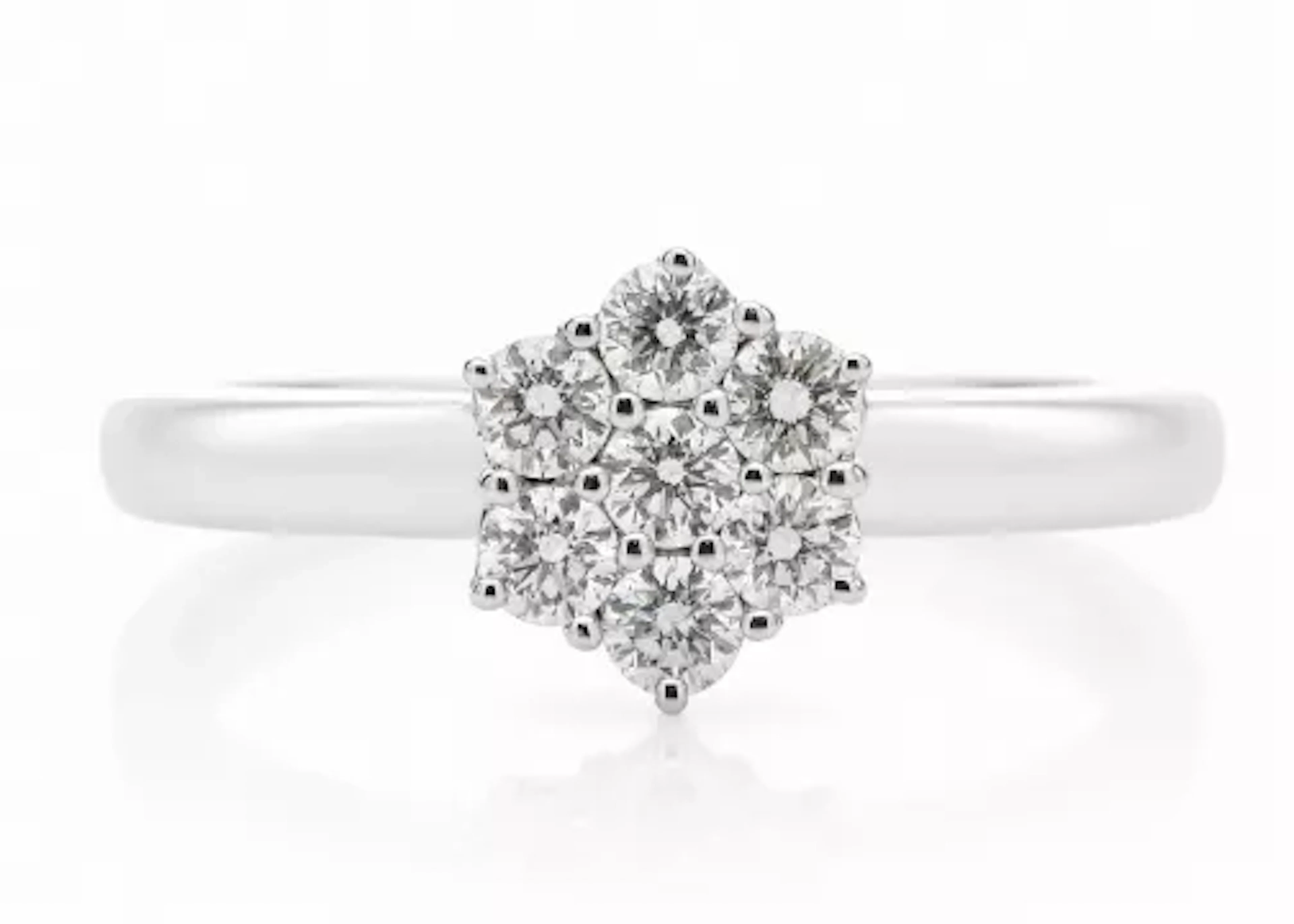 9ct White Gold Diamond Cluster Ring 0.45 Carats