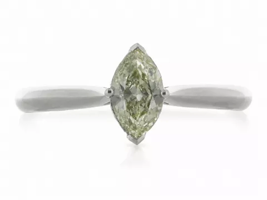 18ct White Gold Single Stone Marquise Cut Diamond Ring (0.52) 0.56 Carats
