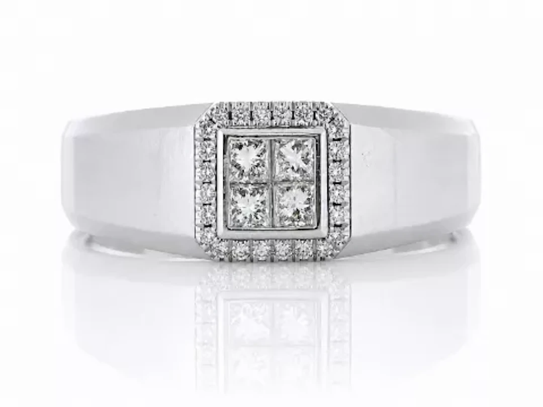 18ct White Gold Single Stone with halo Illusion Set Diamond Ring 0.50 Carats