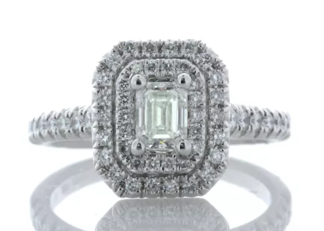 Platinum Single Stone With Halo Setting Ring 0.99 Carats
