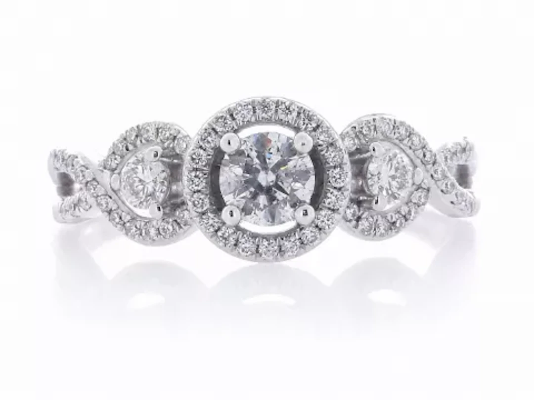 18ct White Gold Single Stone Fancy Claw Set Diamond Ring (0.28) 0.57 Carats