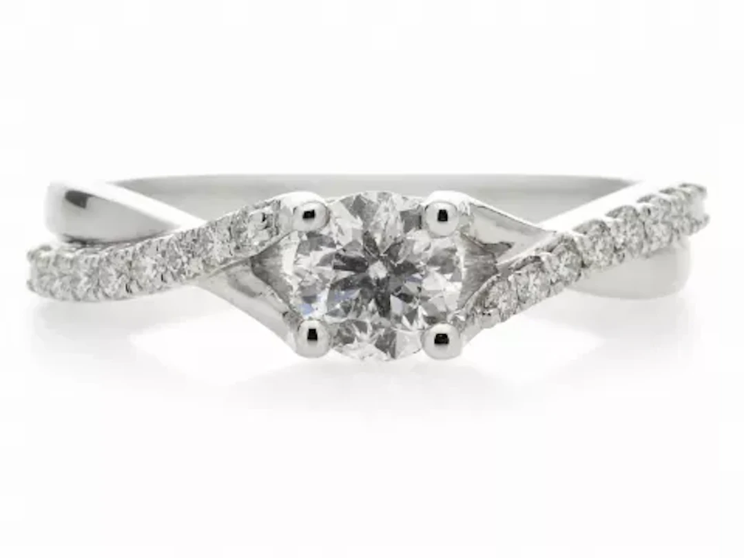 18ct White Gold diamond Ring With Stone Set Shoulders 0.72 Carats