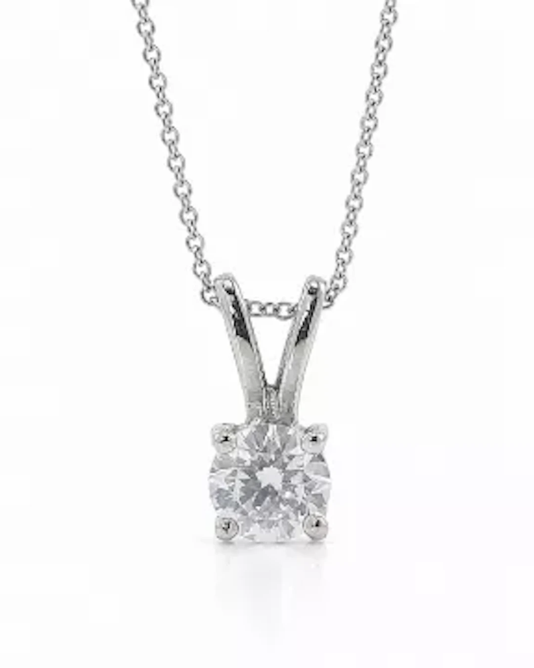 9ct White Gold Single Stone Prong Set Diamond Pendant 0.55 Carats
