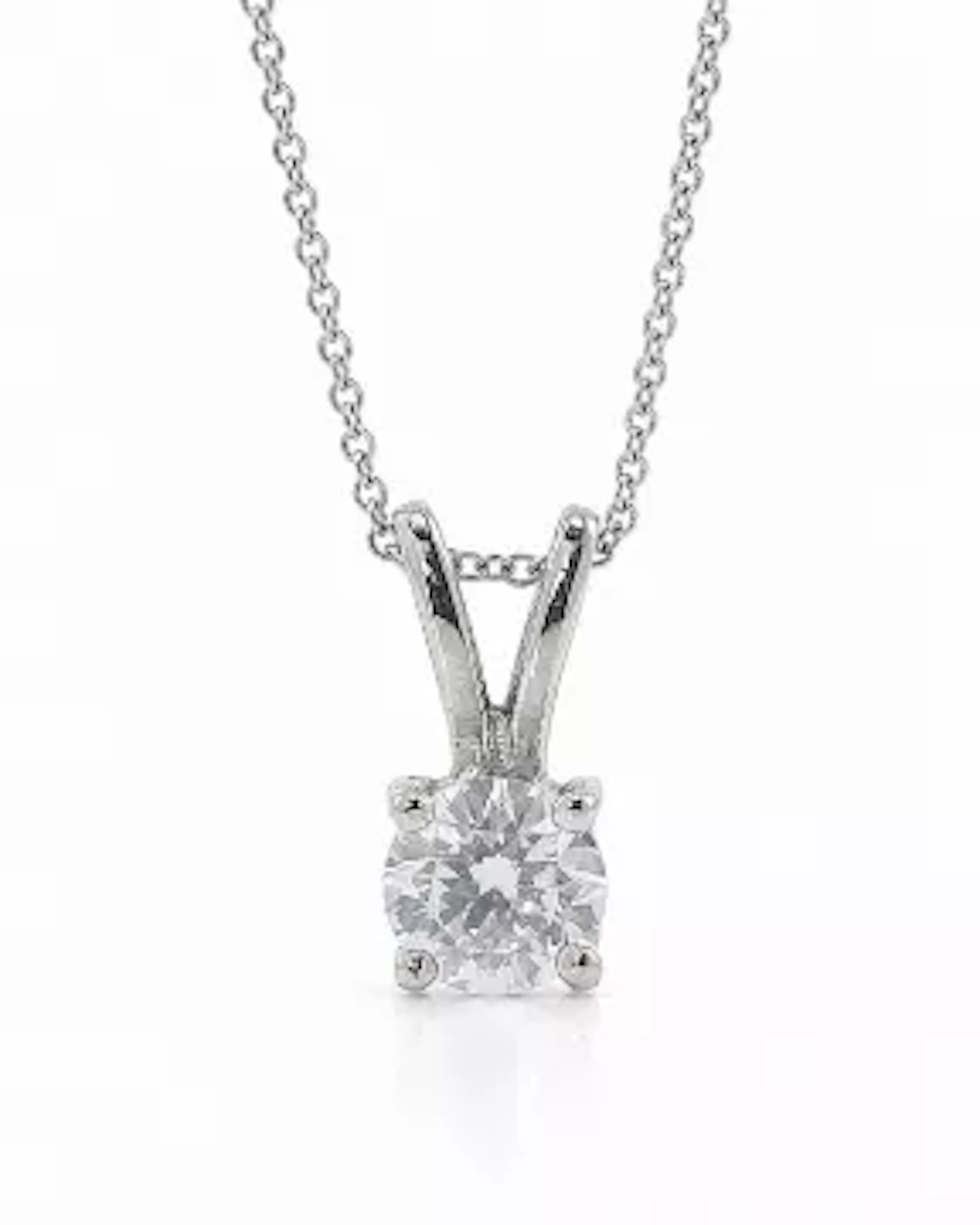 9ct White Gold Single Stone Prong Set Diamond Pendant 0.55 Carats