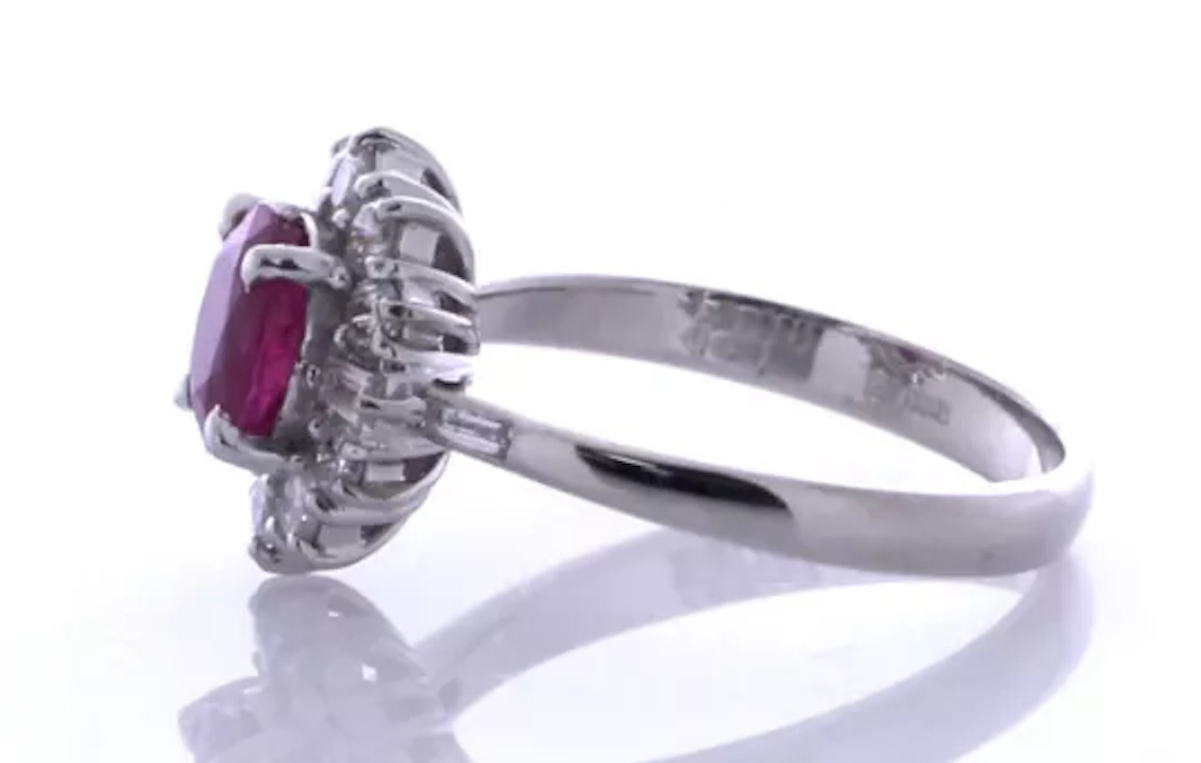 Platinum Single Stone With Halo Setting And Ruby Ring (R1.10) 0.51 Carats