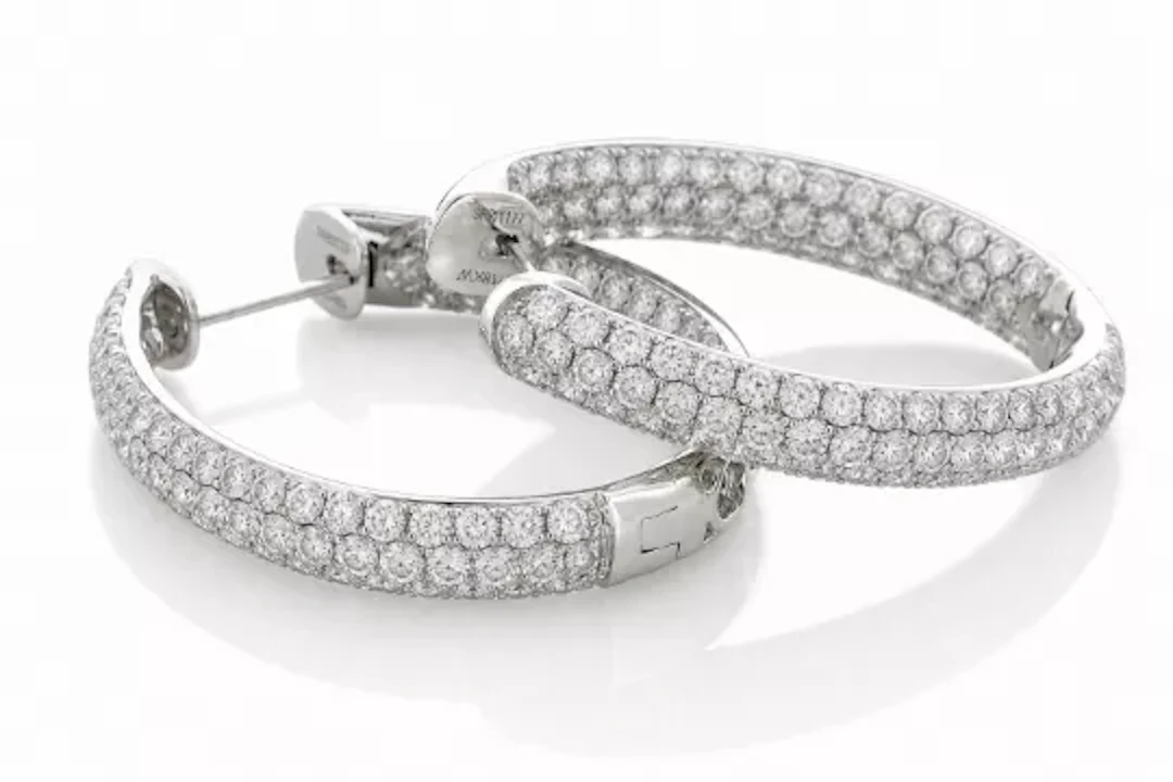 18ct White Gold Eternity Diamond Hoop Earrings 5.66 Carats