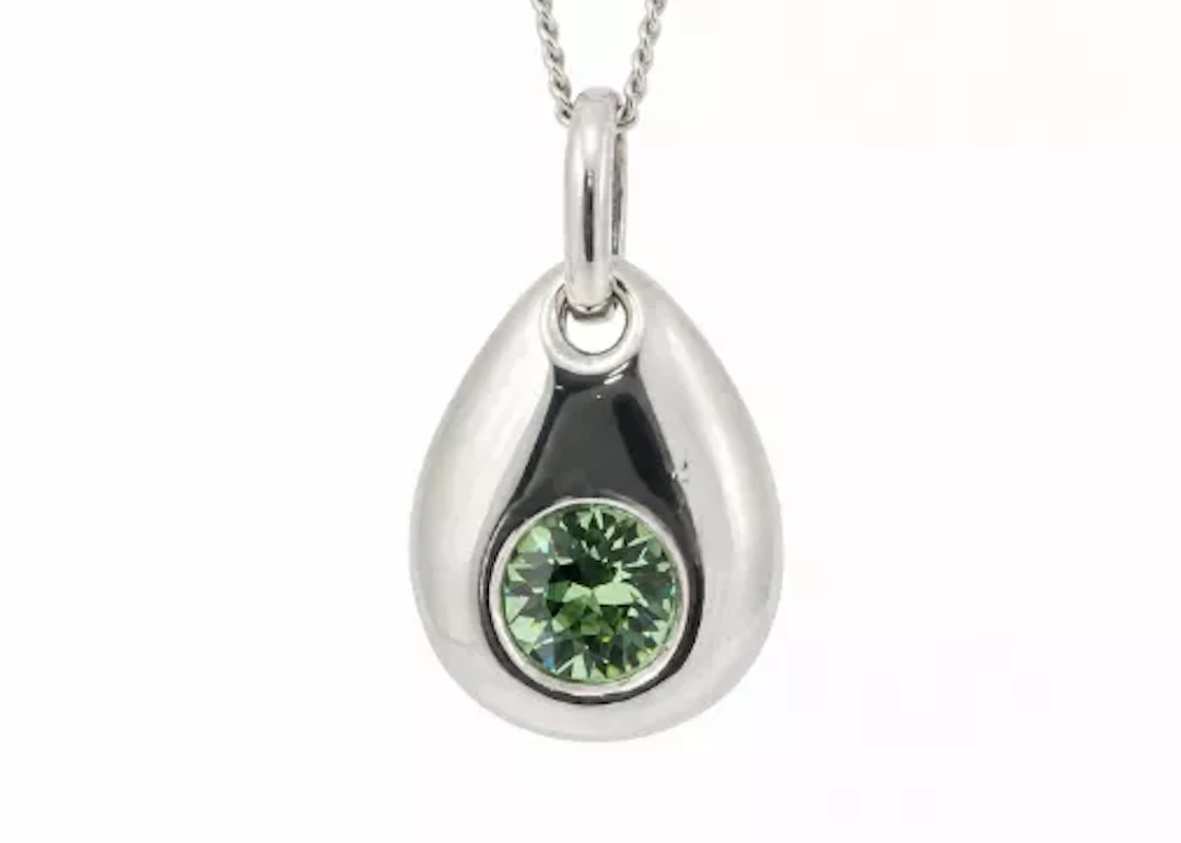 Sterling Silver Pendant August Birthstone 4mm Period Crystal