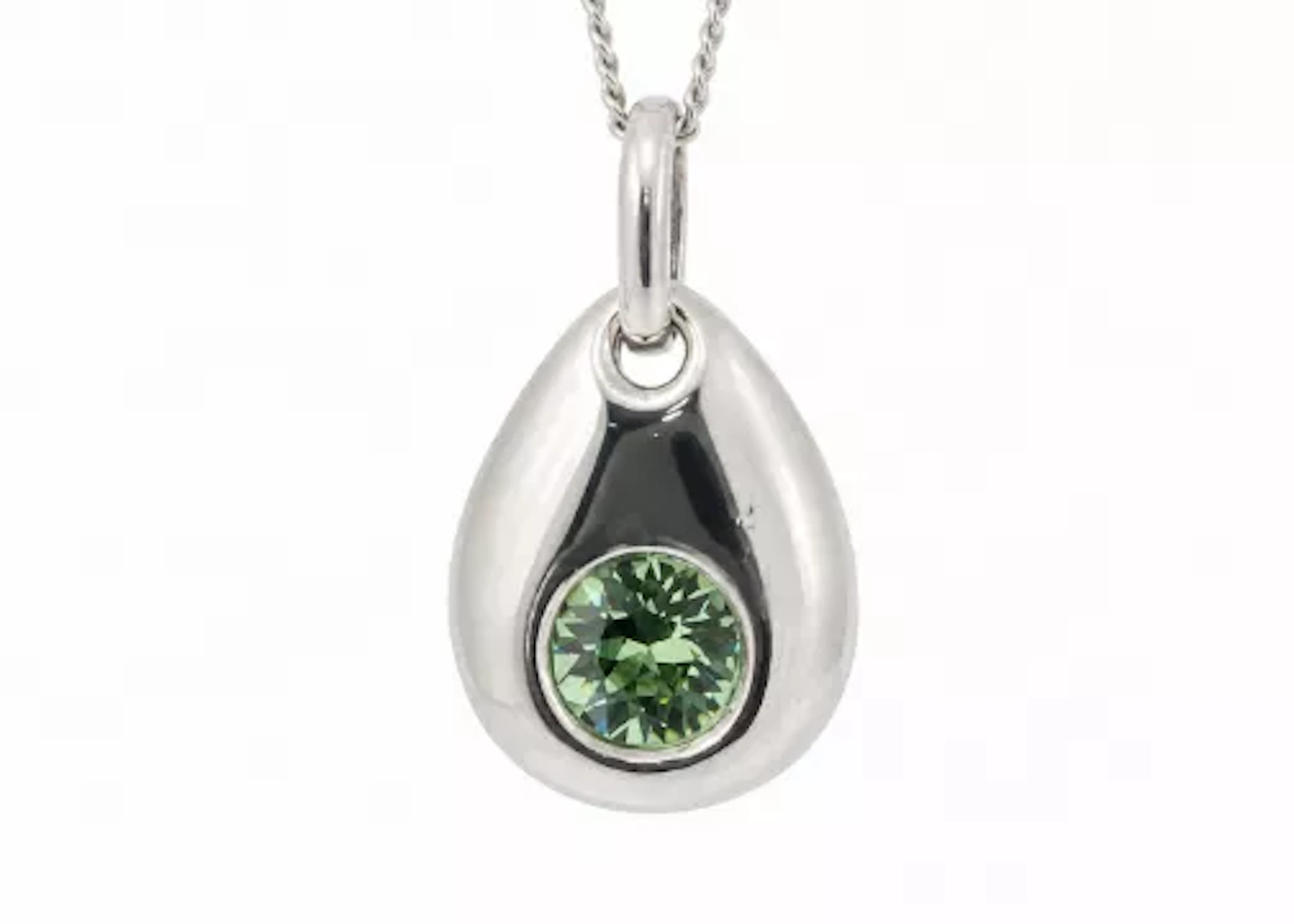 Sterling Silver Pendant August Birthstone 4mm Period Crystal