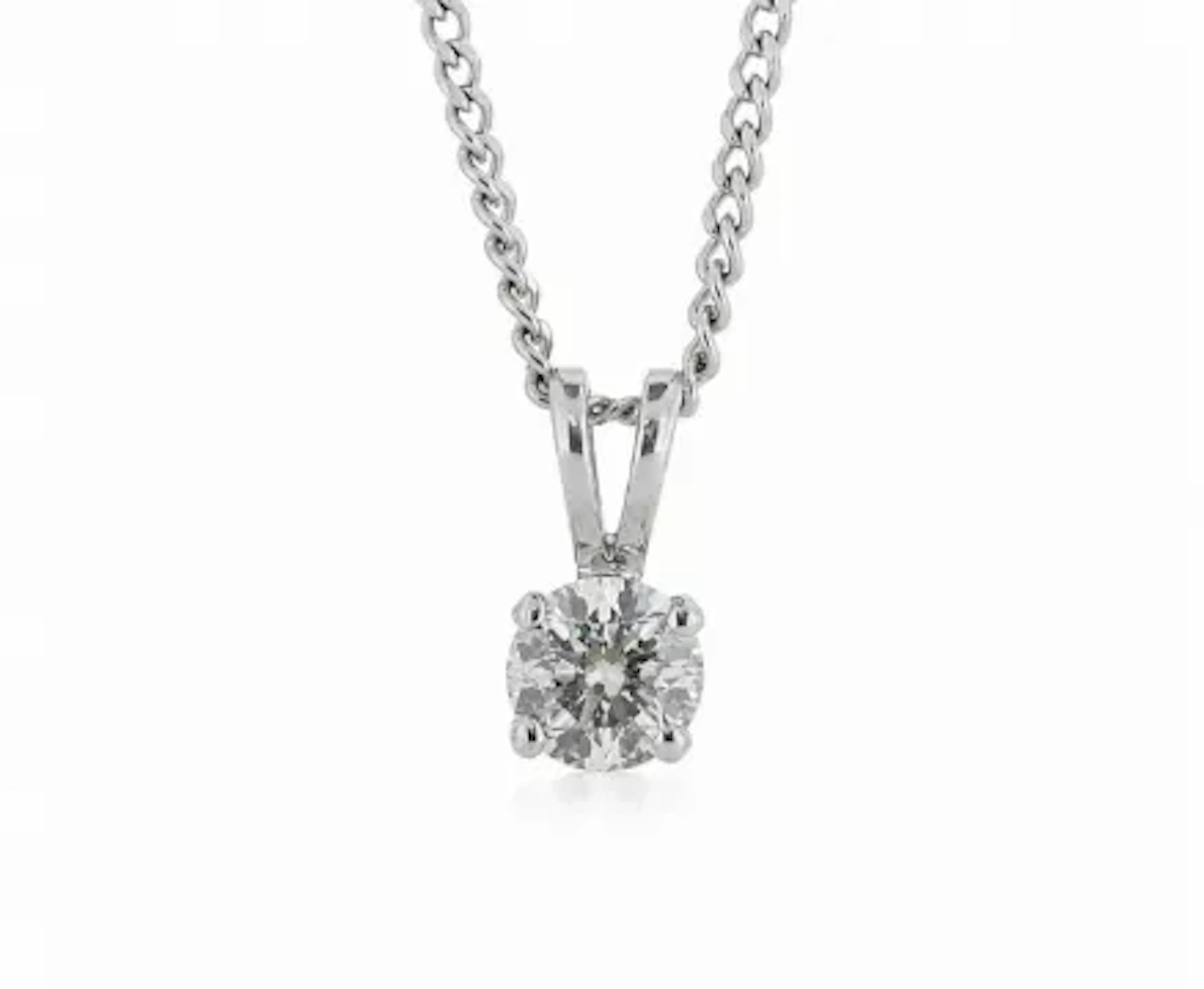 18ct White Gold Single Stone Prong Set Diamond Pendant 0.44 Carats