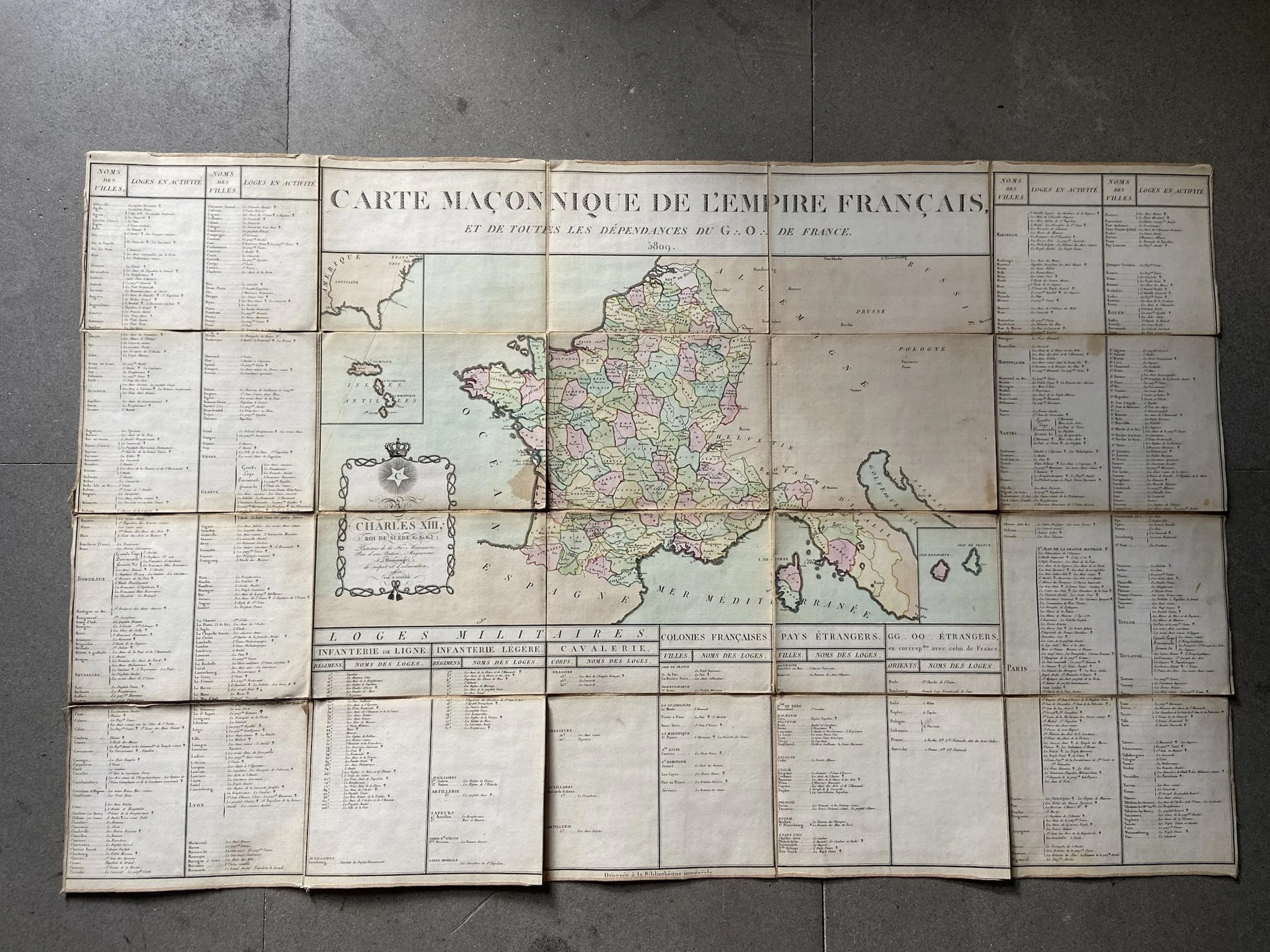 FREEMASONRY. — Masonic map of the French Empire and all the - Lot 74