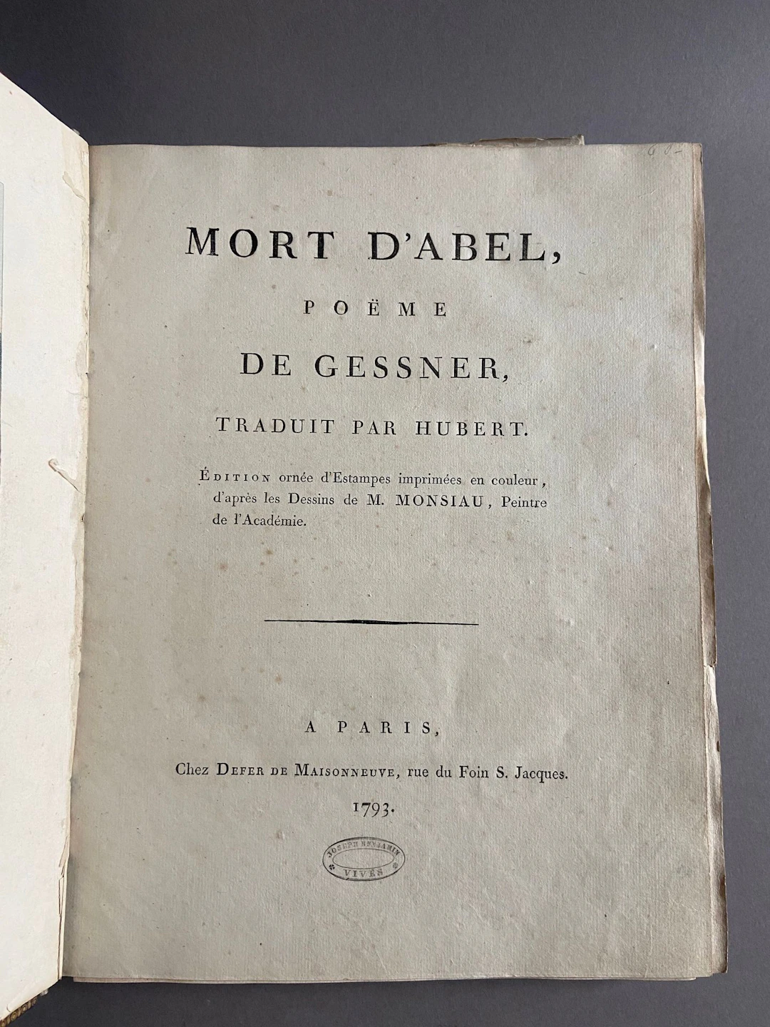 GESSNER (Salomon). *The Death of Abel*, a poem translated by - Lot 76