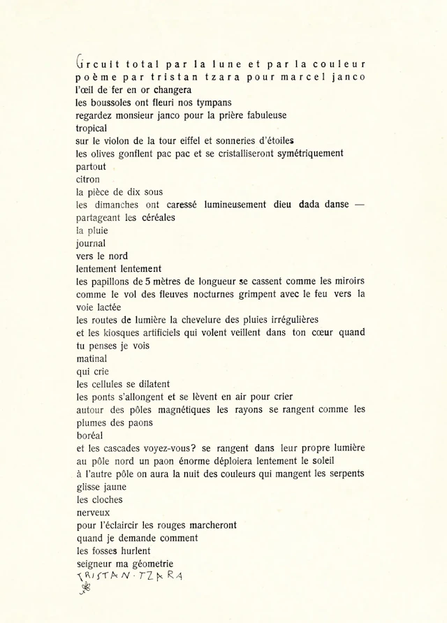 TZARA, Tristan. JANCO, Marcel. *CIRCUIT TOTAL PAR LA LUNE ET - Lot 6