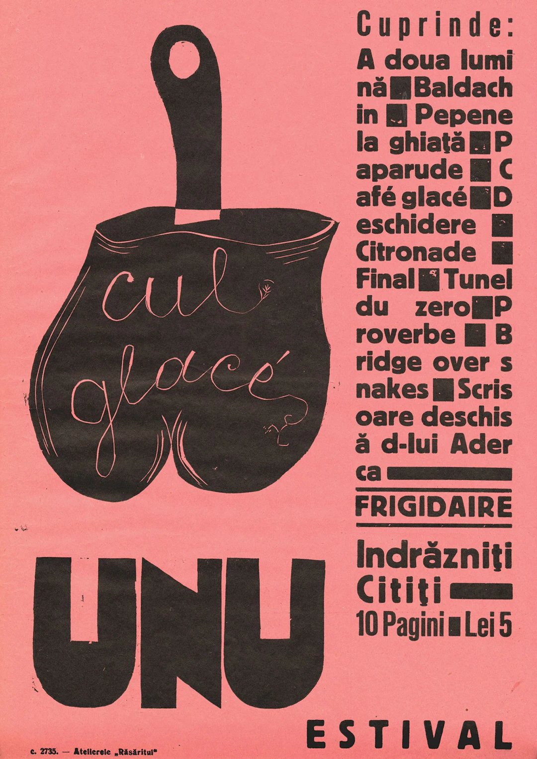 [POSTER for the MAGAZINE]. UNU. Bucharest, No. 16/1929. 48.3 - Lot 300