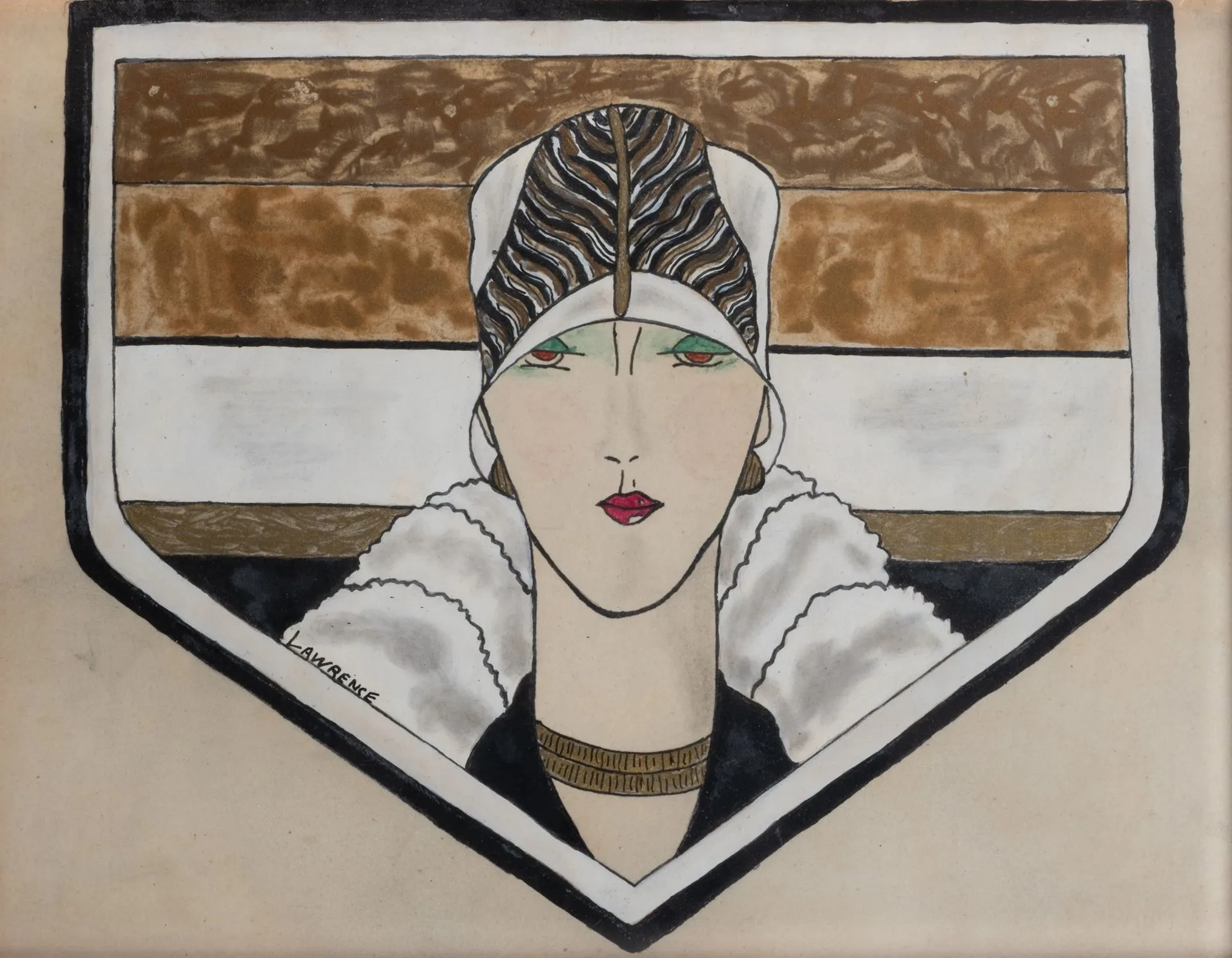 LAWRENCE (20th century) Art Deco Woman Gouache and felt-tip - Lot 210