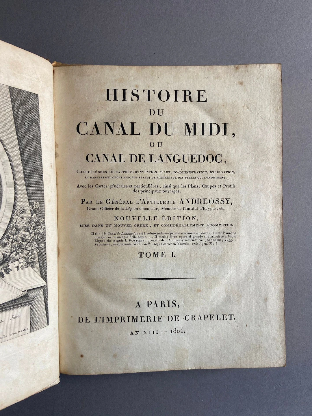 ANDRÉOSSY (Antoine-François). History of the Canal du Midi, - Lot 18