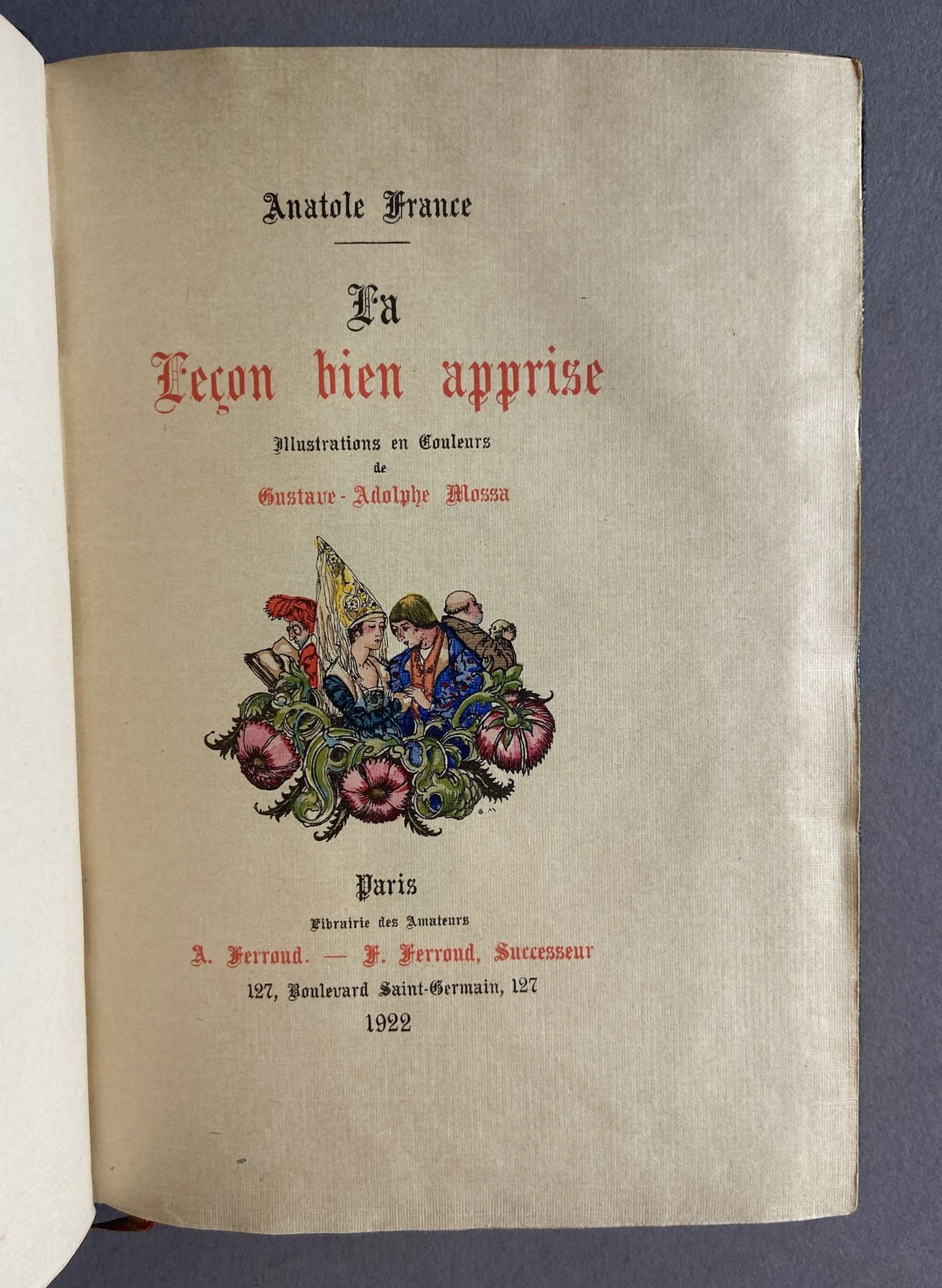 FRANCE (Anatole). *La Leçon bien apprise*. Paris: Ferroud, 1 - Lot 234