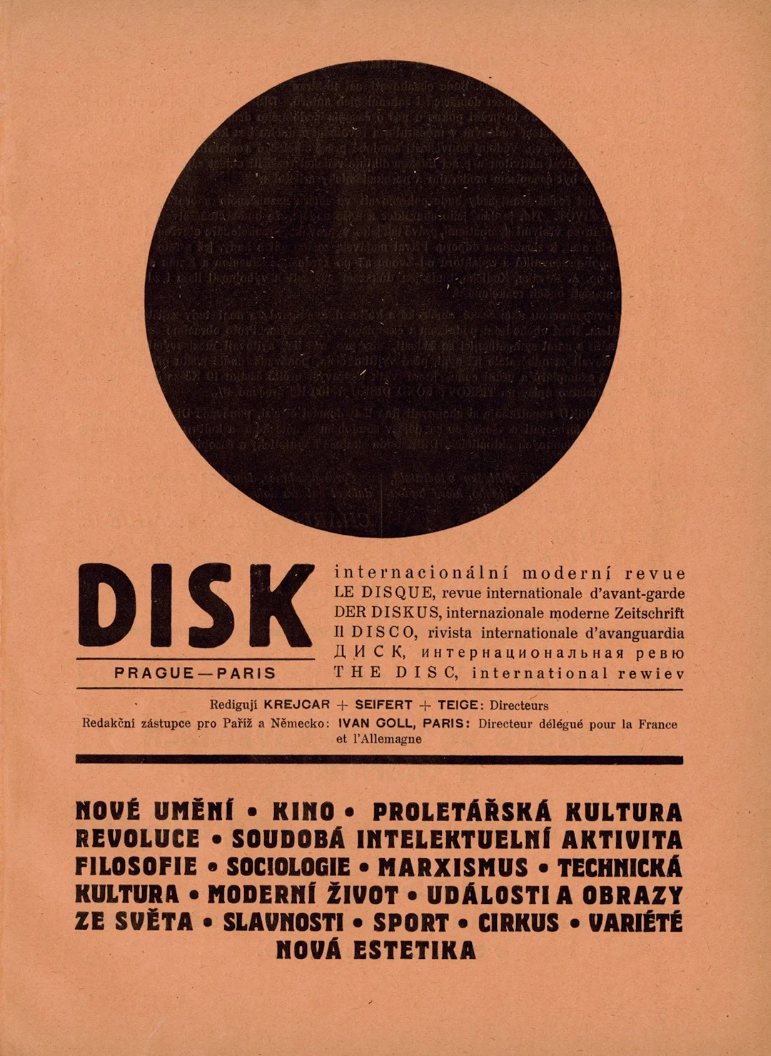 CZECHOSLOVAKIA [DOUBLE-SIDE ADVERTISING LEAFLET]. DISK. Prag - Lot 85