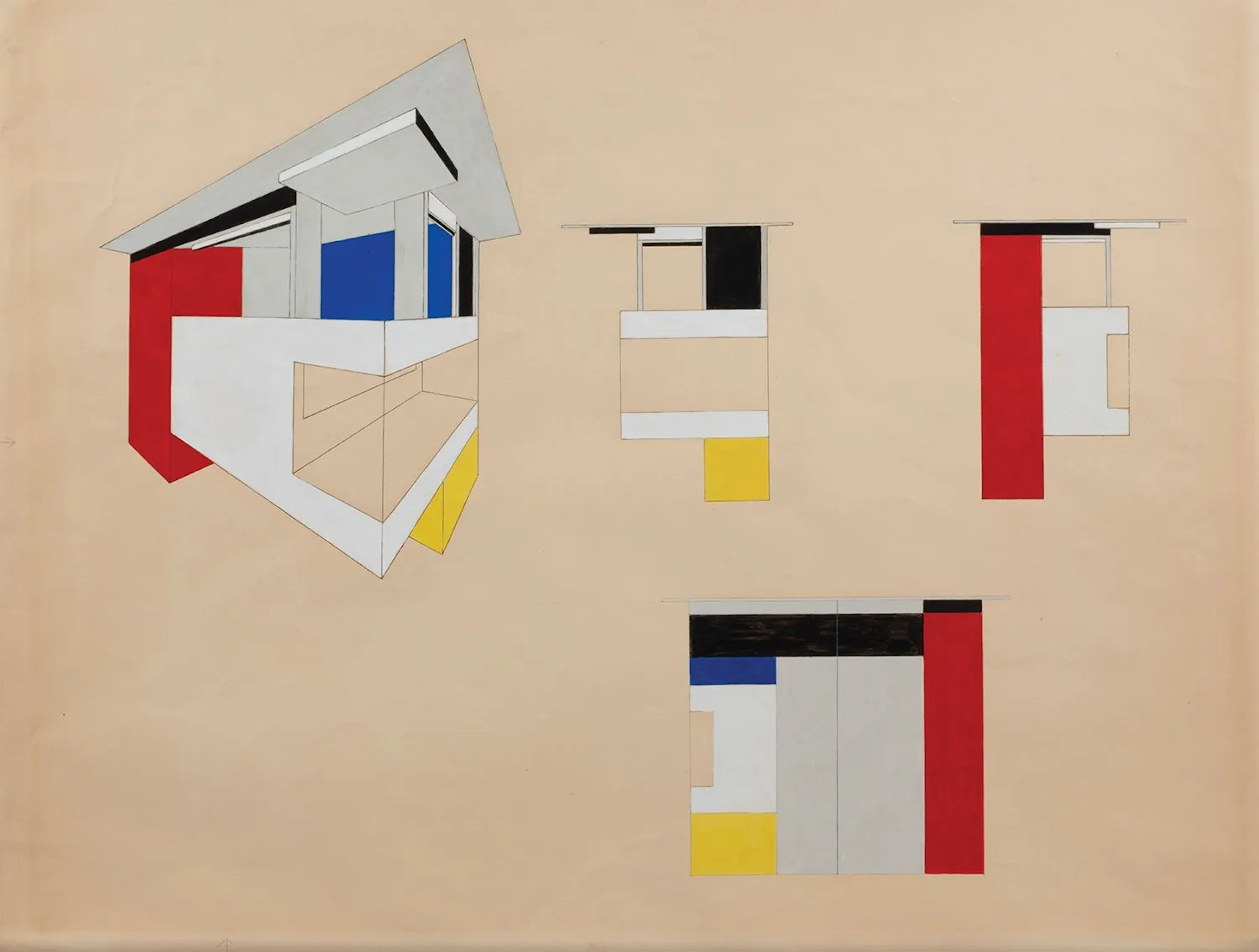 FELIX DEL MARLE. ARCHITECTURAL DESIGNS. ORIGINAL DRAWING IN - Lot 223
