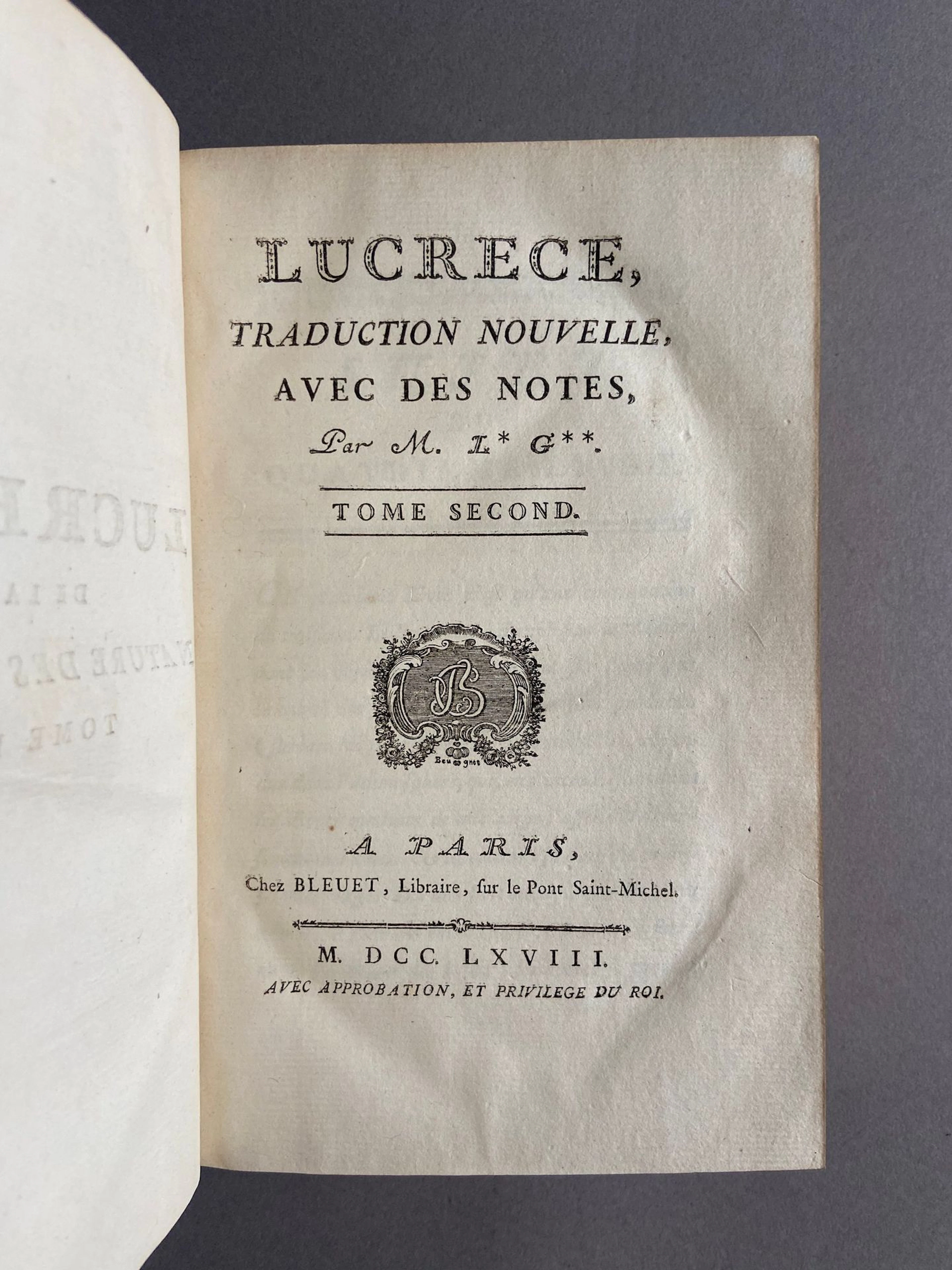 LUCRECIA. [On the Nature of Things]. New translation, with n - Lot 100