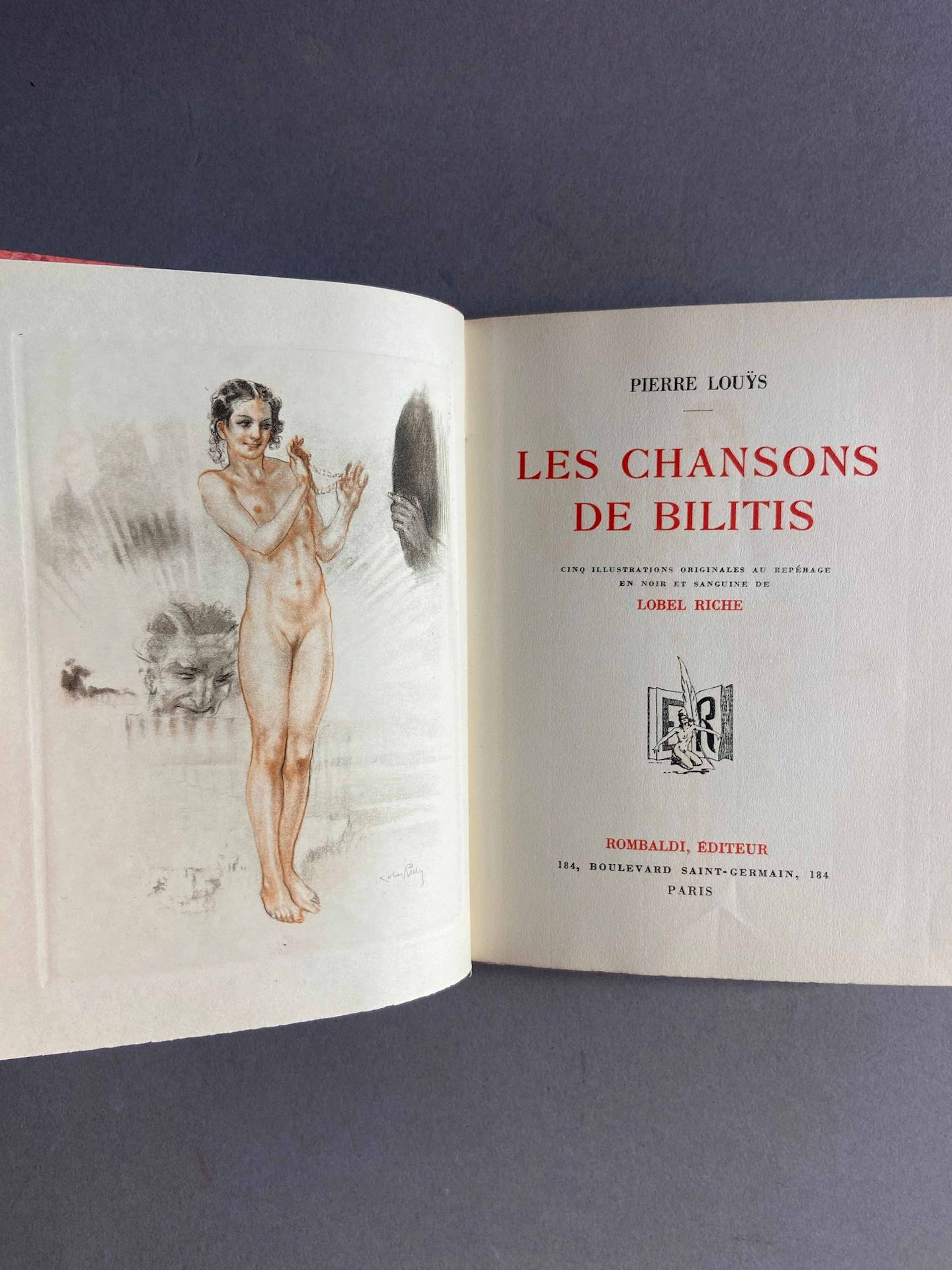 LOUYS (Pierre). *Les Chansons de Bilitis*. Paris, Rombaldi, - Lot 247