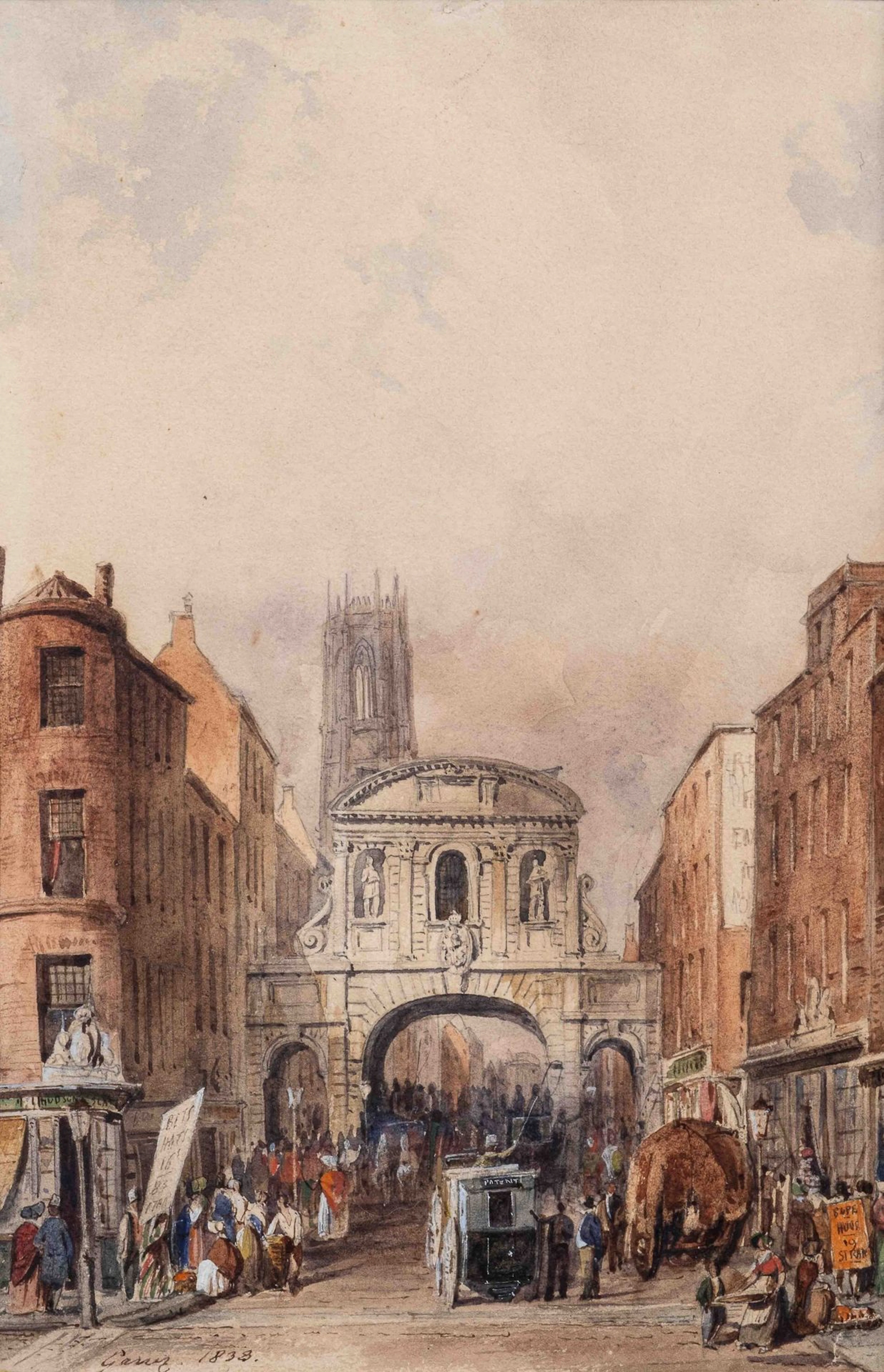 Pierre-Joseph GARREZ (1802–1852) City Gate, London Watercolo - Lot 26