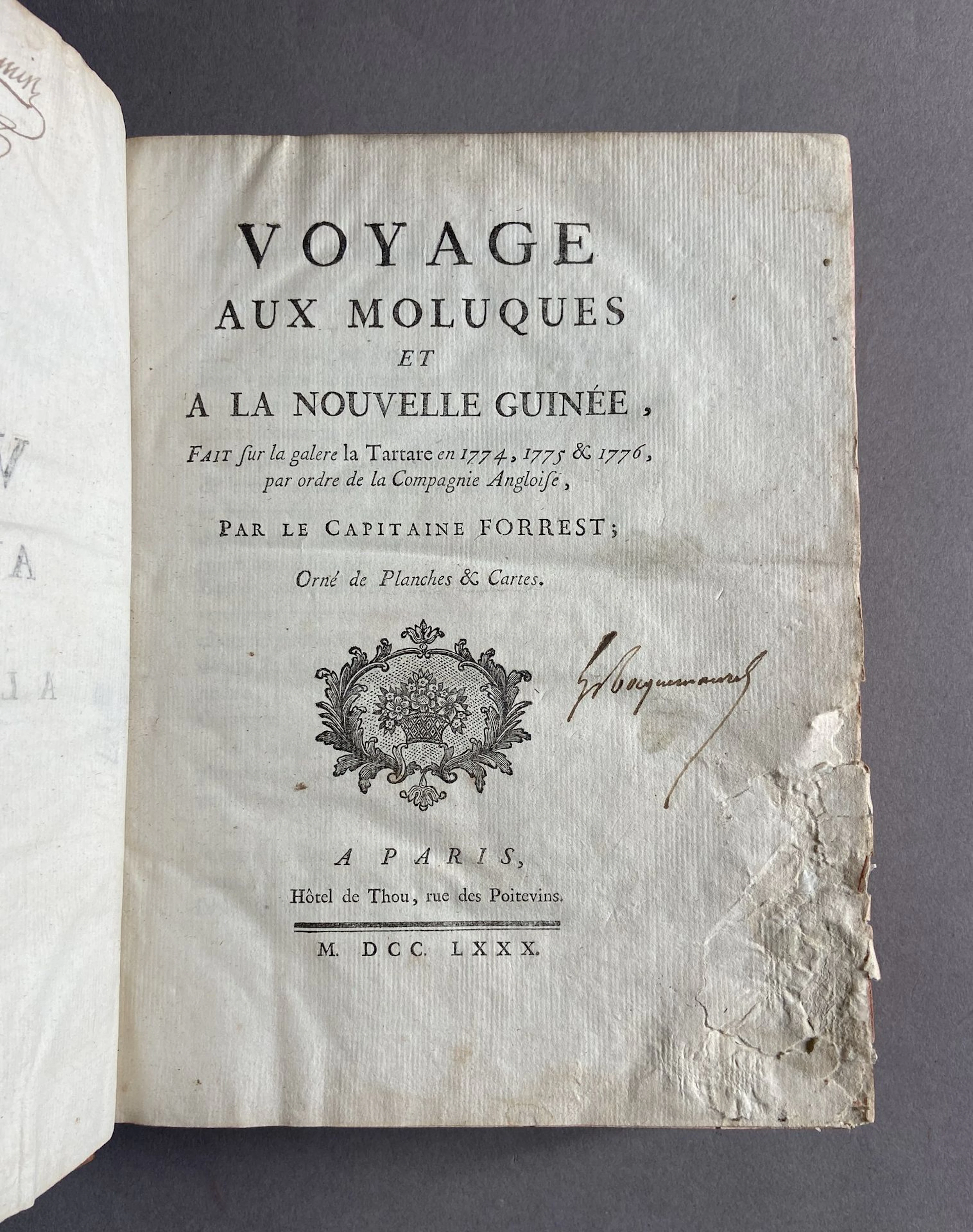 FORREST (Thomas). A Voyage to the Moluccas and New Guinea, u - Lot 72