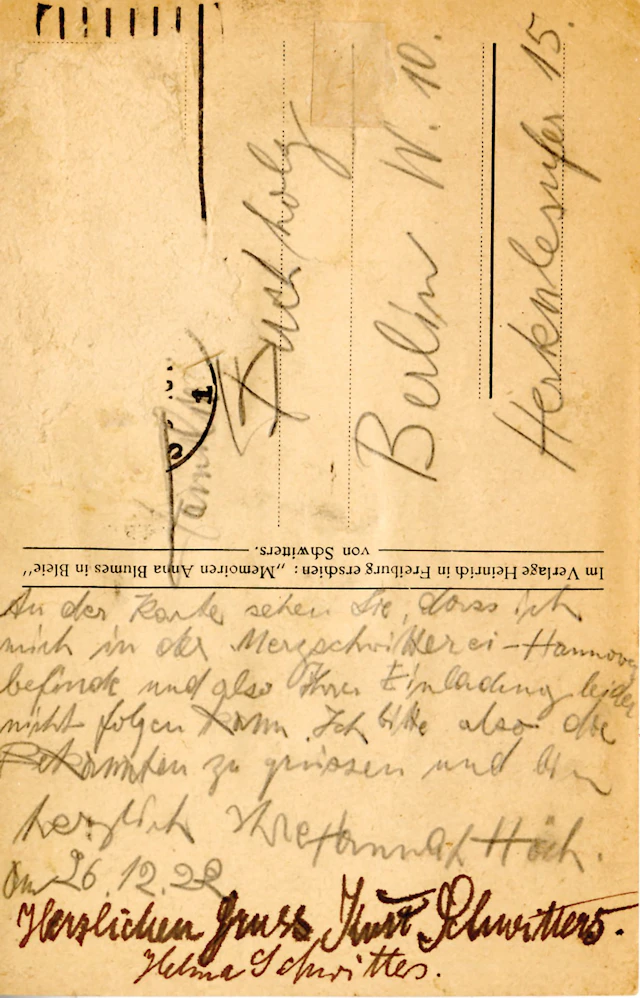 SCHWITTERS, Kurt. ORIGINAL SIGNED COLLAGE. Hanover, 1922. Or - Lot 53