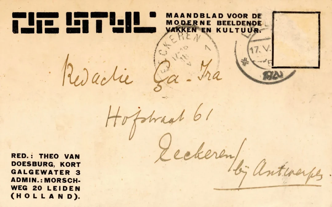 [ADVERTISING CARD]. DE STYL. Leiden, 1917. 8.9 x 14.1 cm (sl - Lot 10