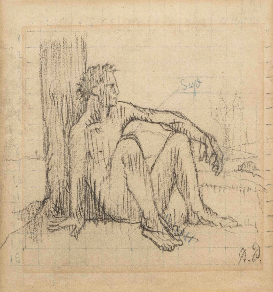 Pierre PUVIS de CHAVANNES (1824–1898) Seated Figure Charcoal - Lot 42