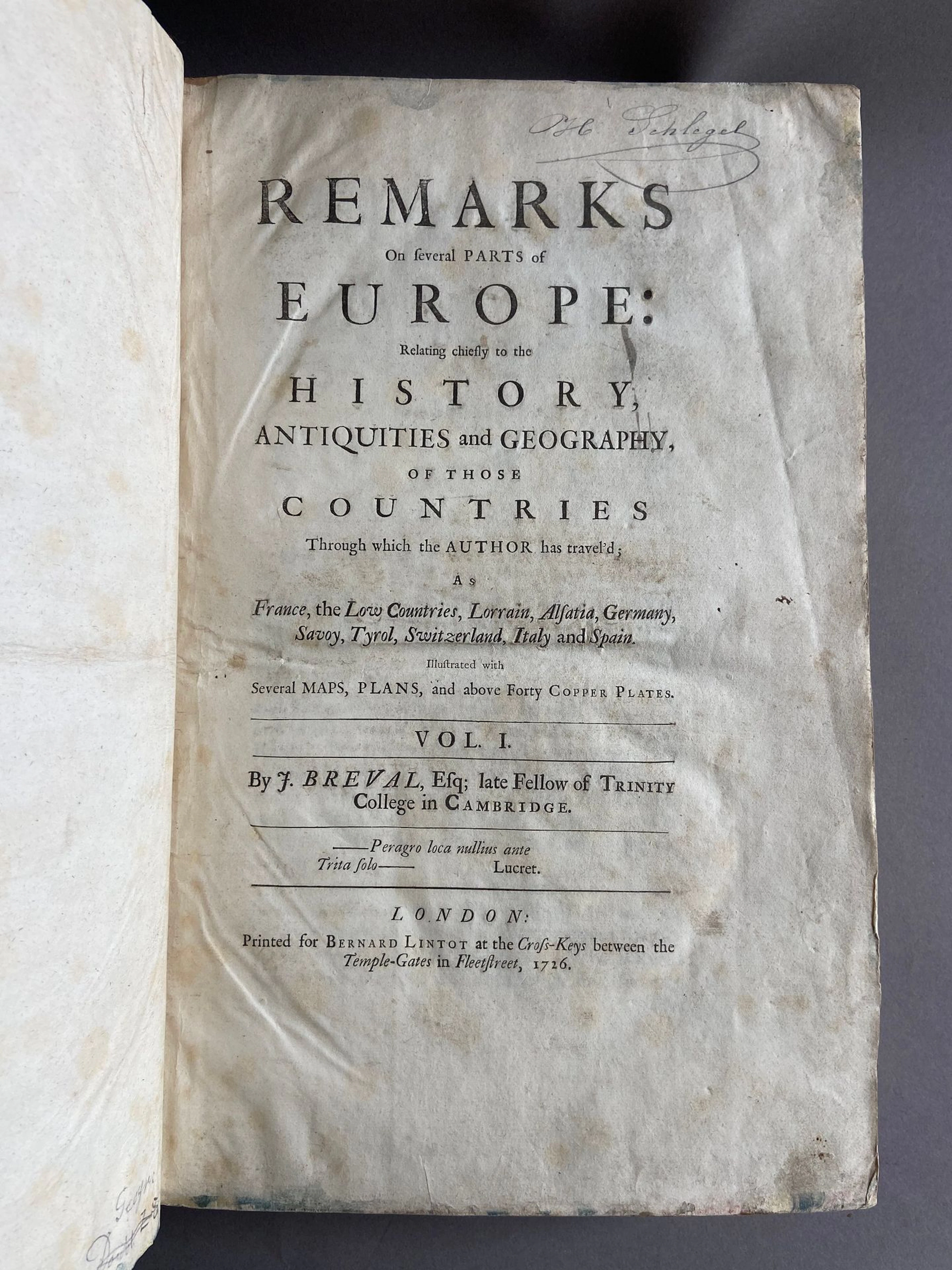 BREVAL (John). Remarks on Several Parts of Europe: Relating - Lot 40