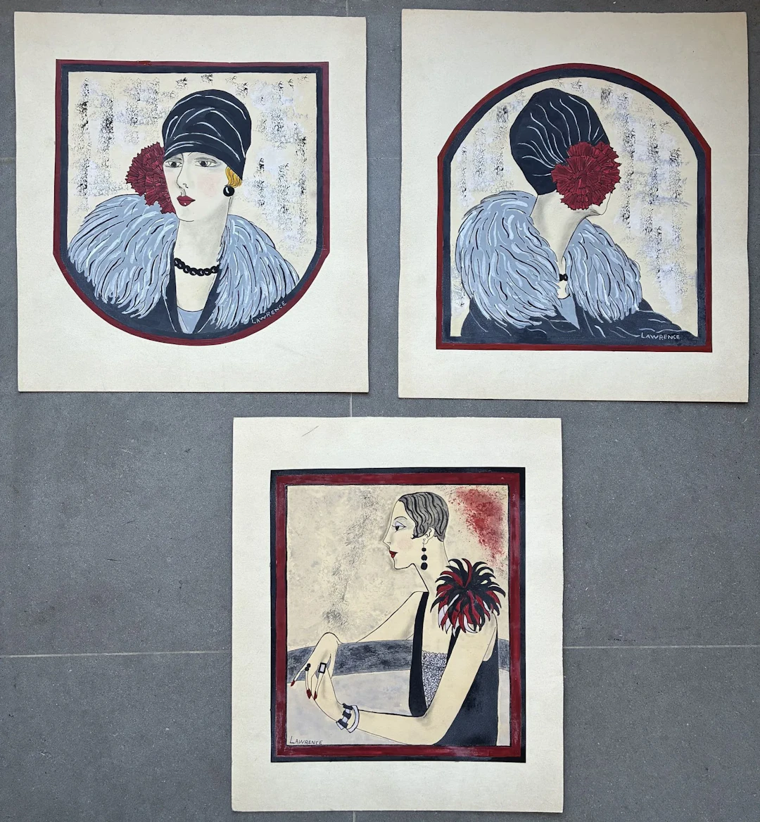 LAWRENCE (20th century) Elegant Art Deco Set of three works - Lot 206