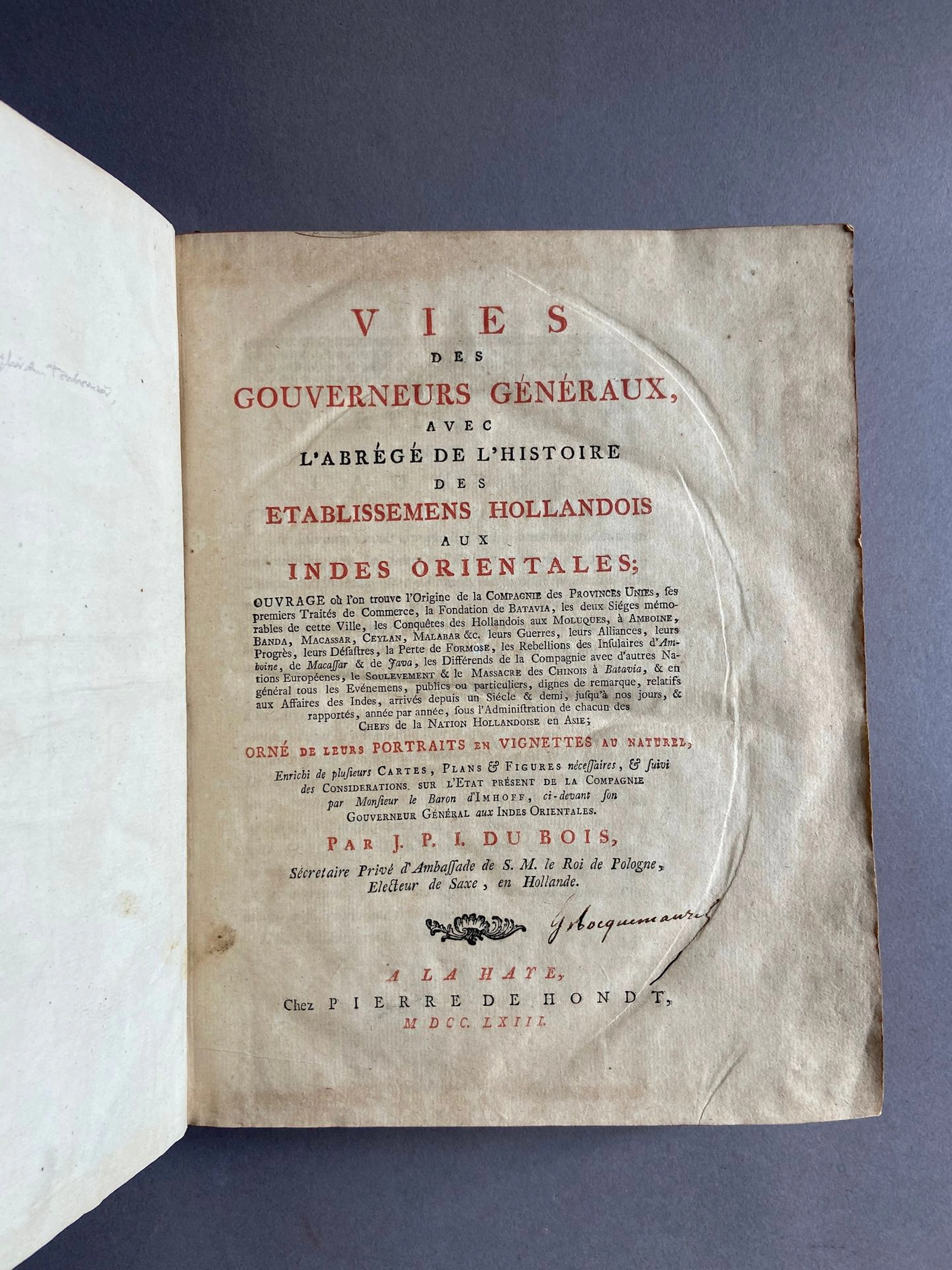 DU BOIS. Lives of the Governors-General, with a Summary of t - Lot 62