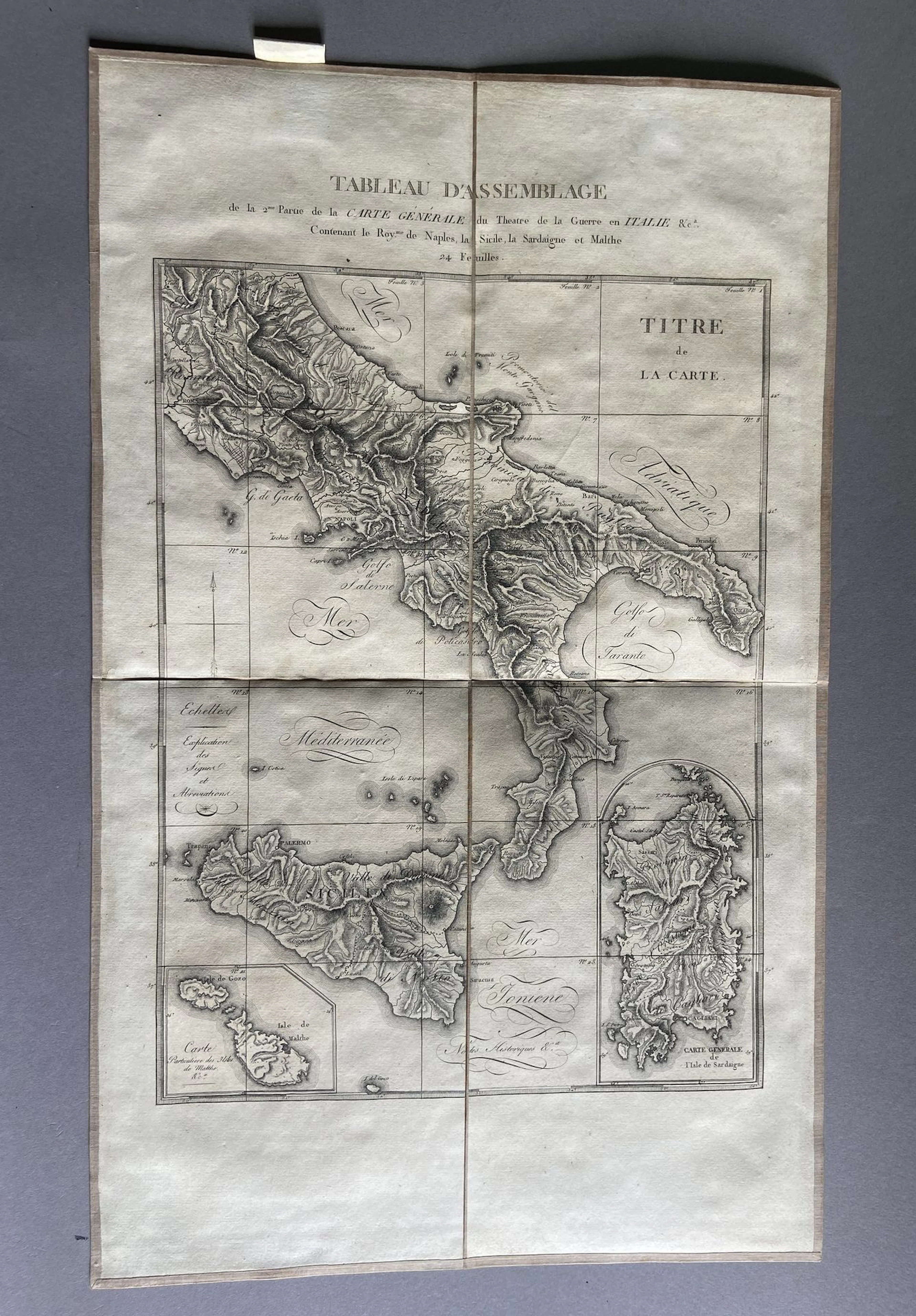 General Map of the Kingdoms of Naples, Sicily, and Sardinia, - Lot 45