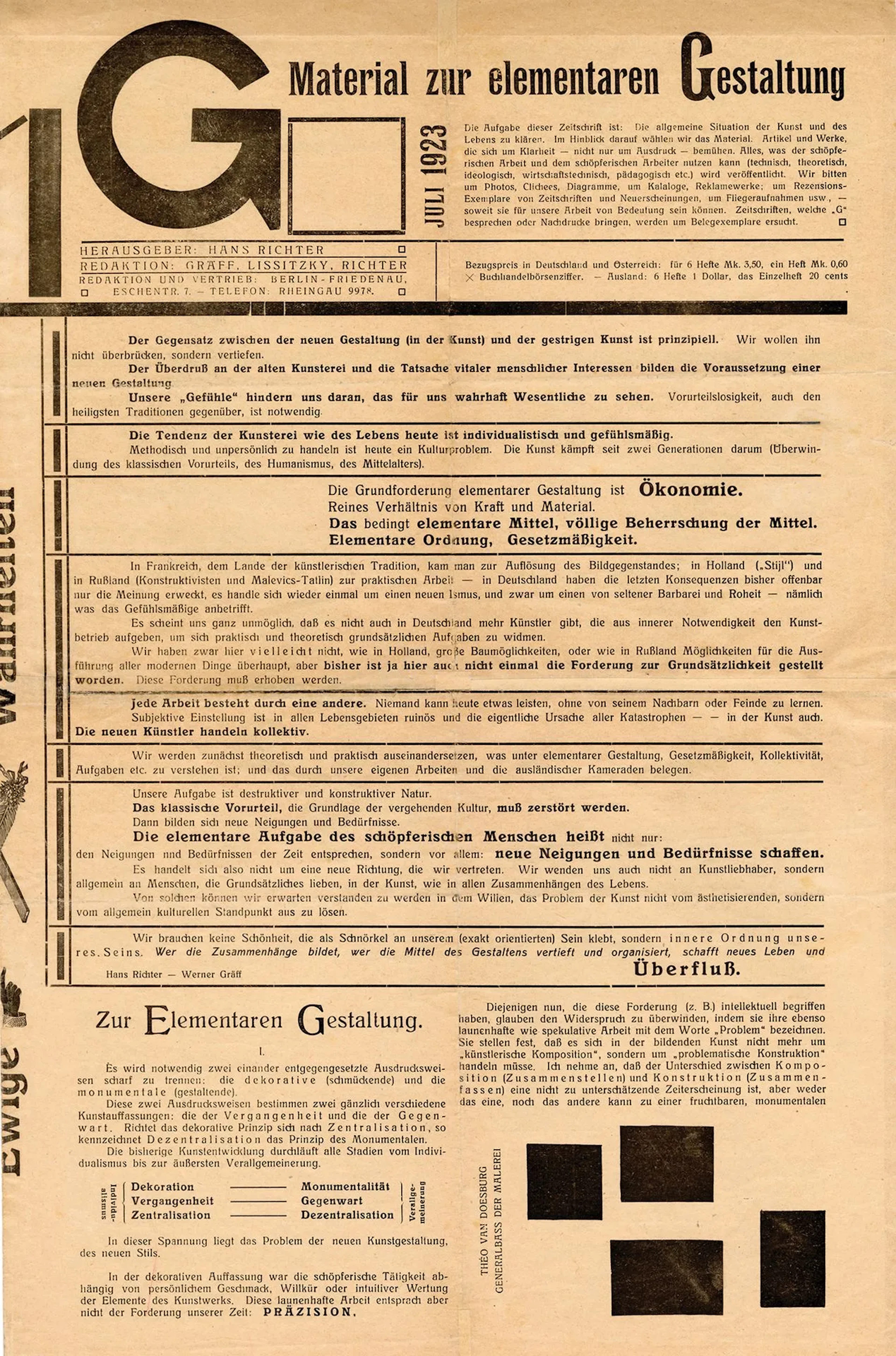 [MAGAZINE]. G. Berlin, No. 1/1923. 45.3 x 29 cm, cover, typo - Lot 89
