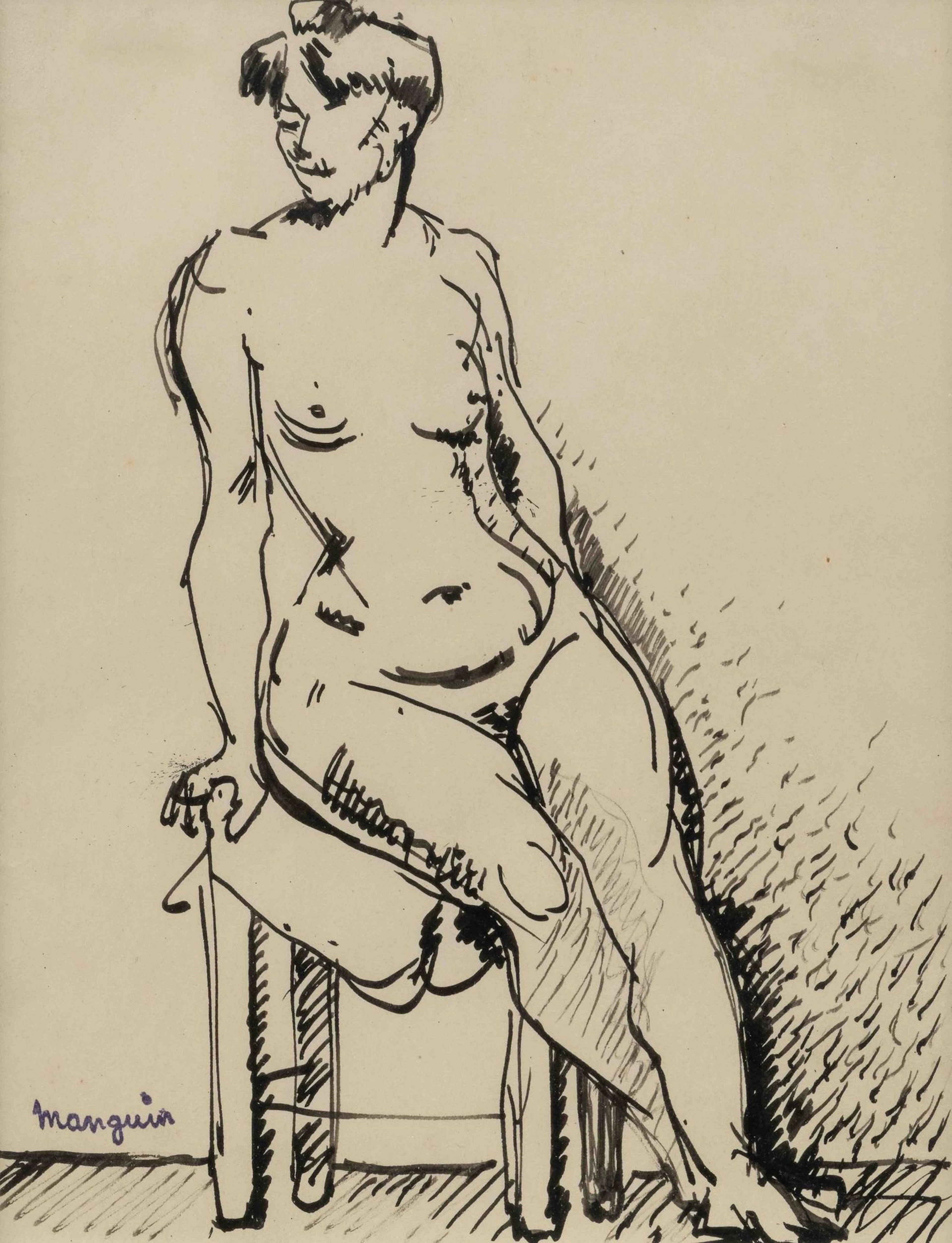 Henri MANGUIN (1874–1949) Seated Model Pen-and-ink drawing, - Lot 40