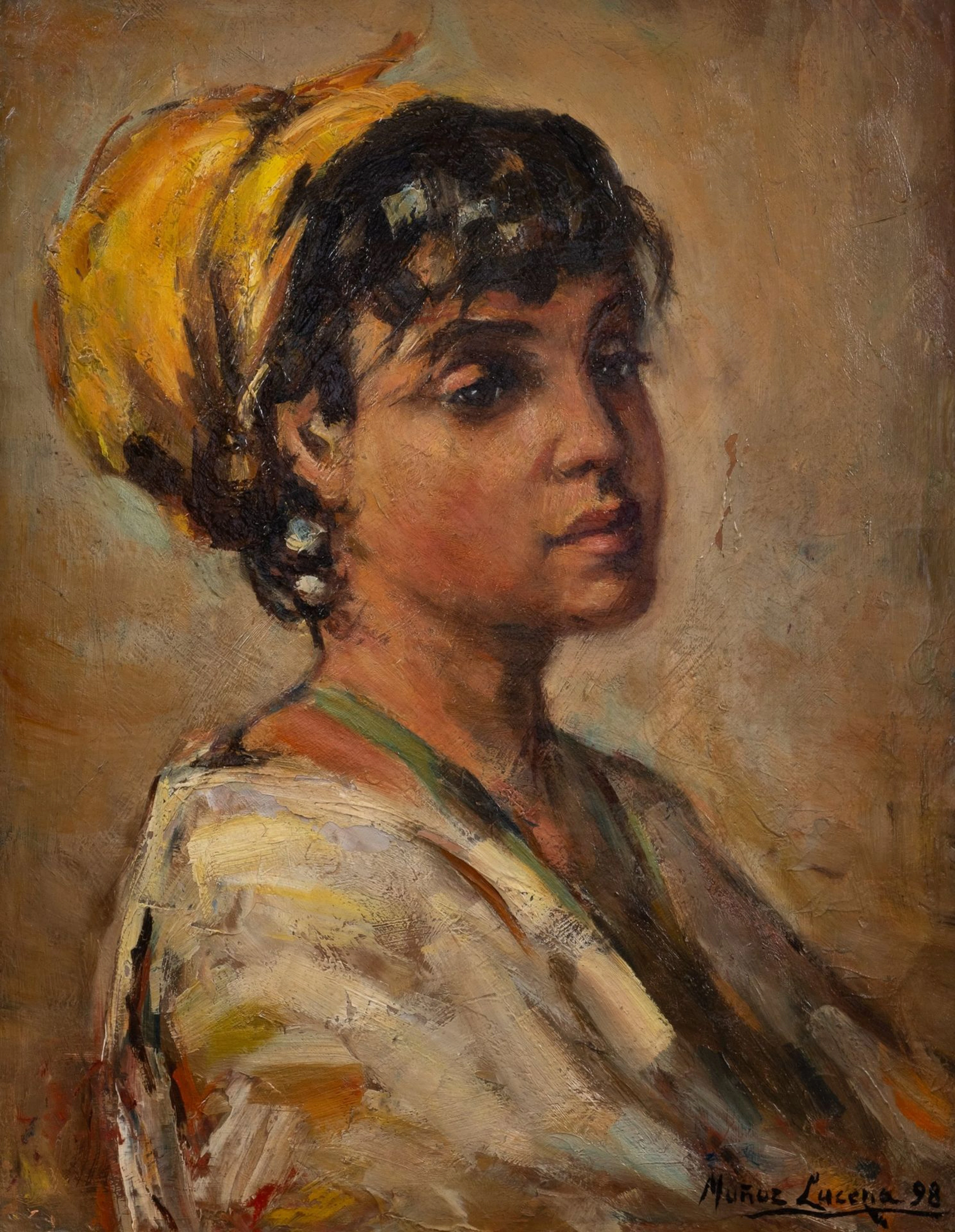 Modern School: Portrait of a Young Woman, 1898; oil on panel - Lot 203