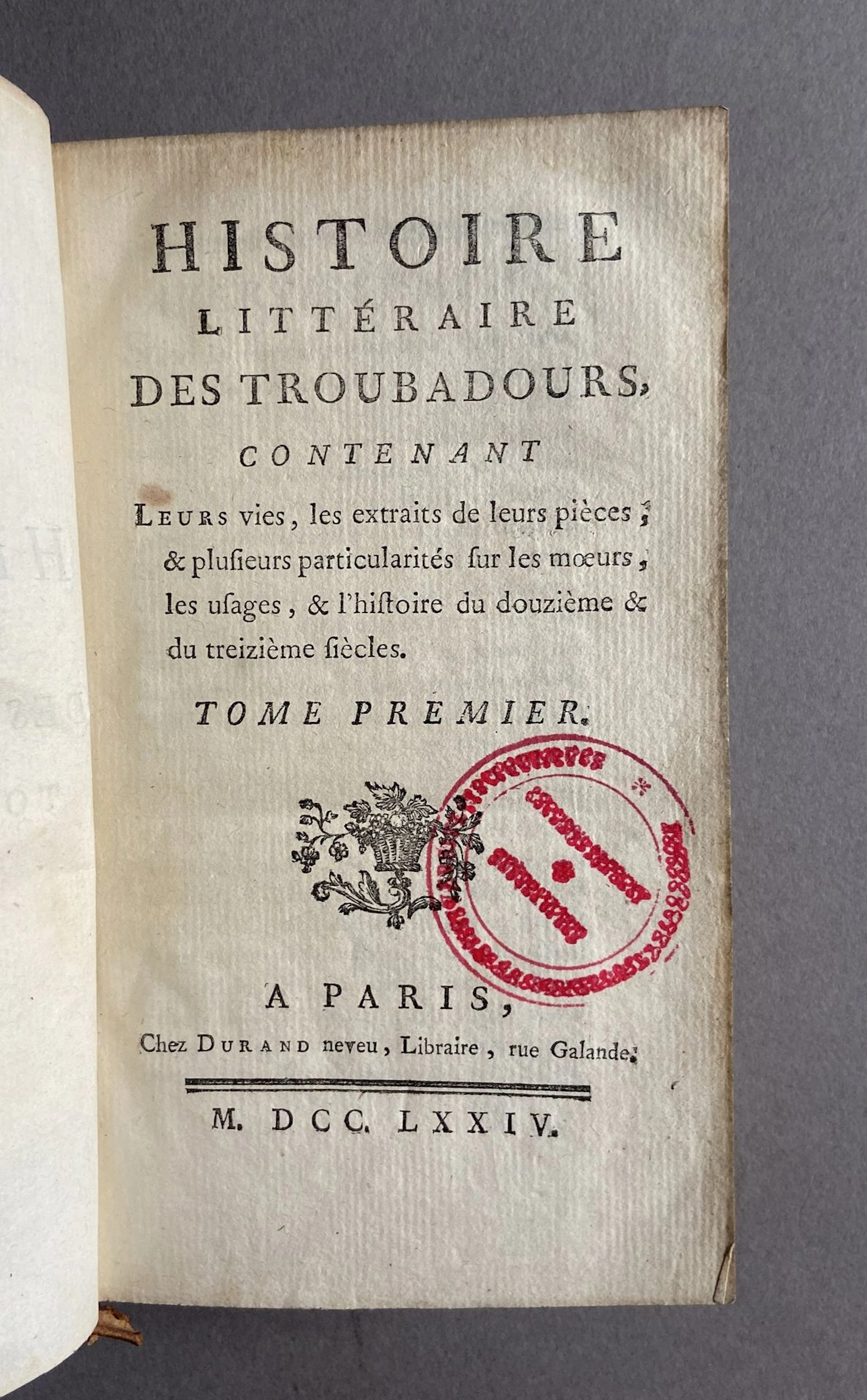 [LA CURNE DE SAINT-PALAYE]. A Literary History of the Trouba - Lot 88
