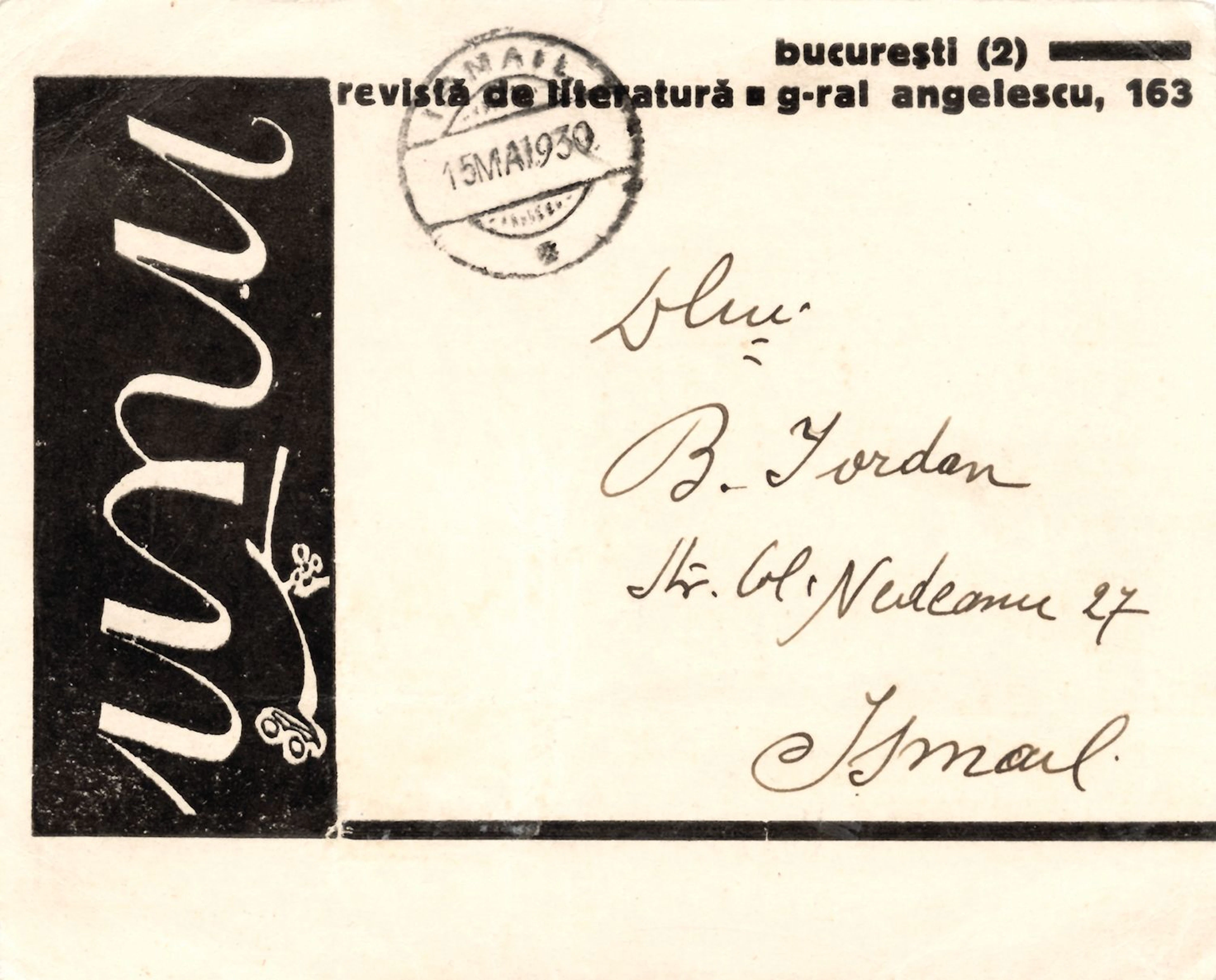 [POSTCARD for the MAGAZINE]. UNU. Bucharest, 1929. 10.3 x 15 - Lot 303