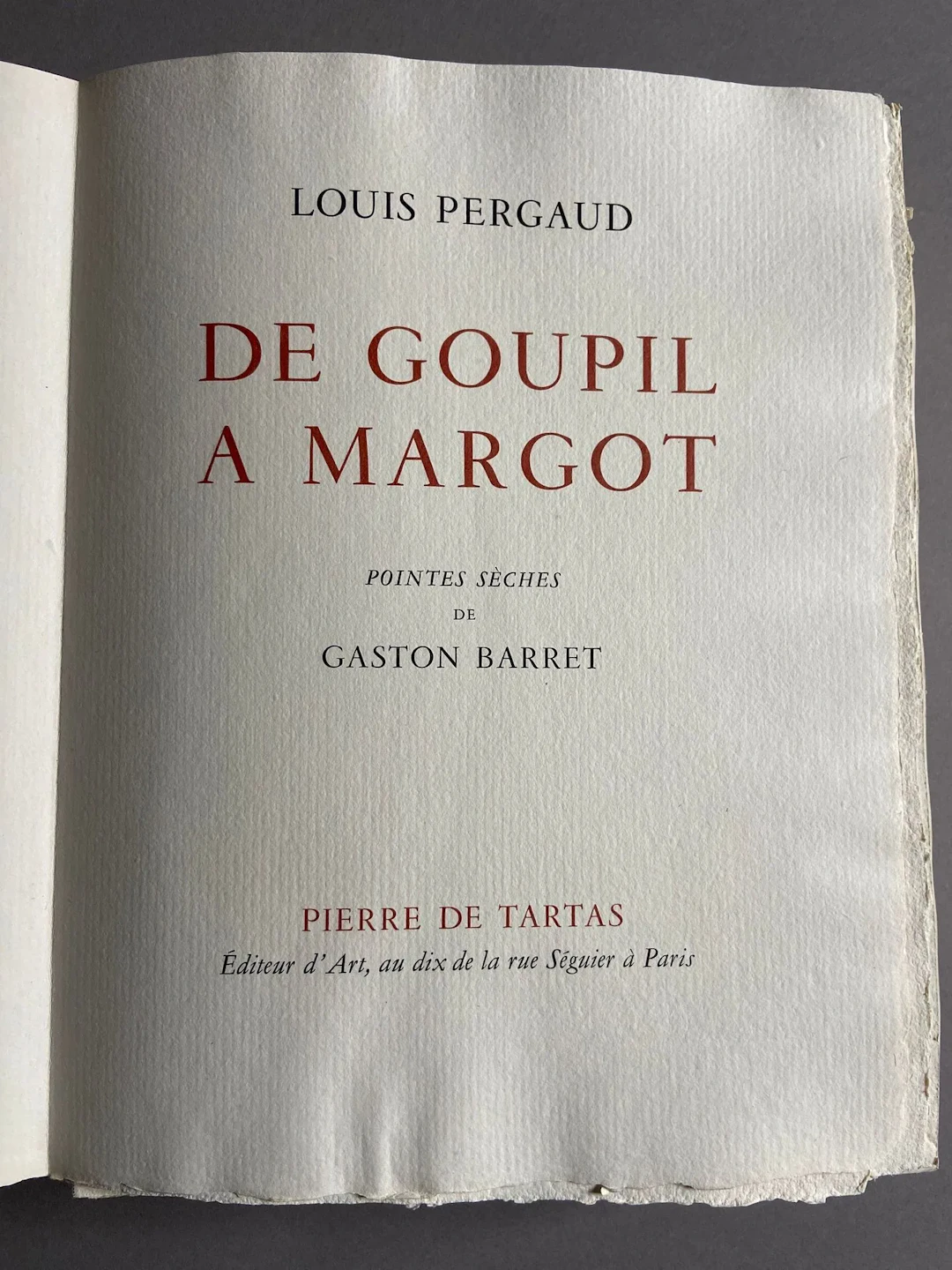 PERGAUD (Louis). *De Goupil à Margot*. Paris: Pierre de Tart - Lot 265