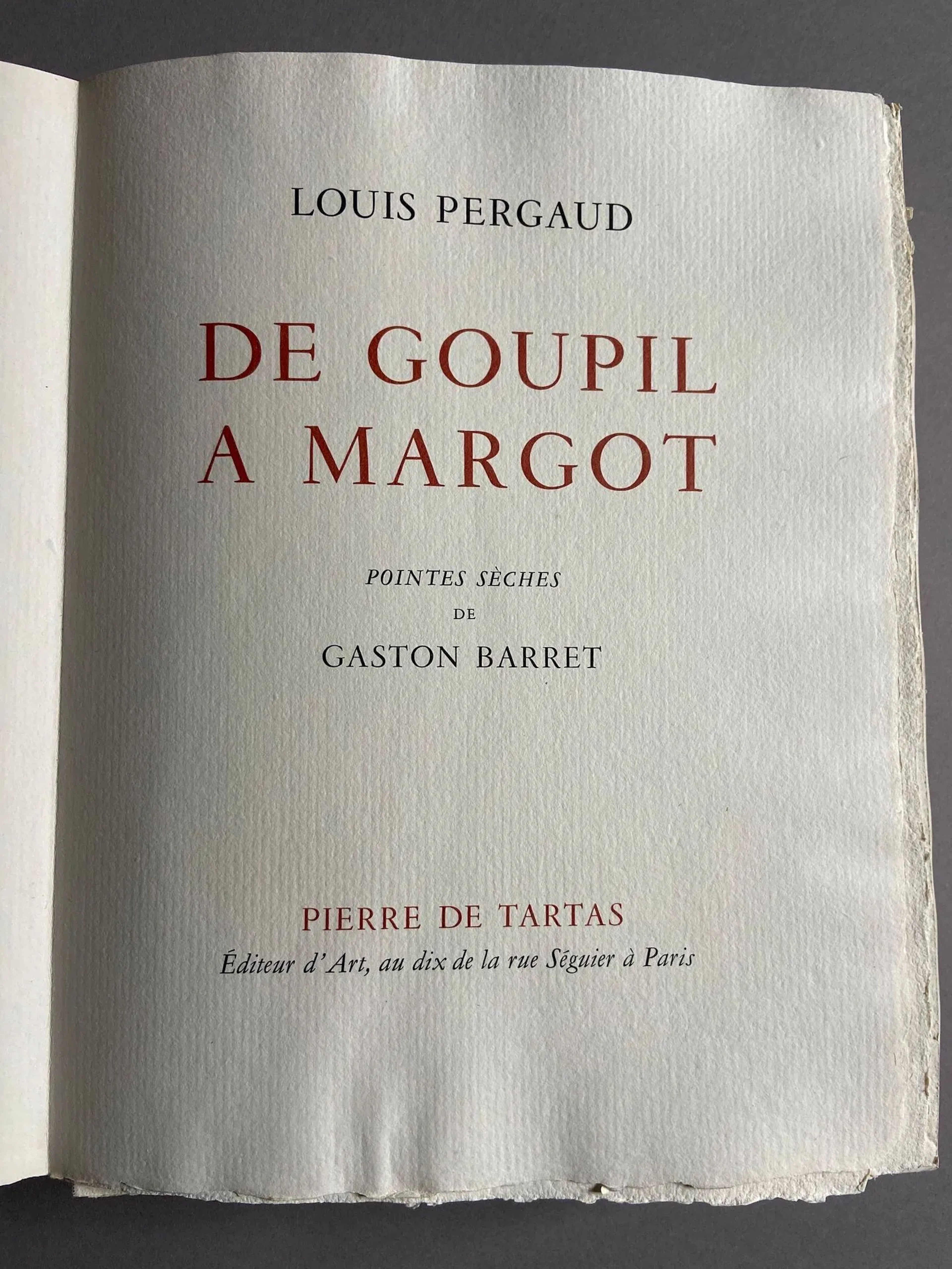 PERGAUD (Louis). *De Goupil à Margot*. Paris: Pierre de Tart - Lot 265