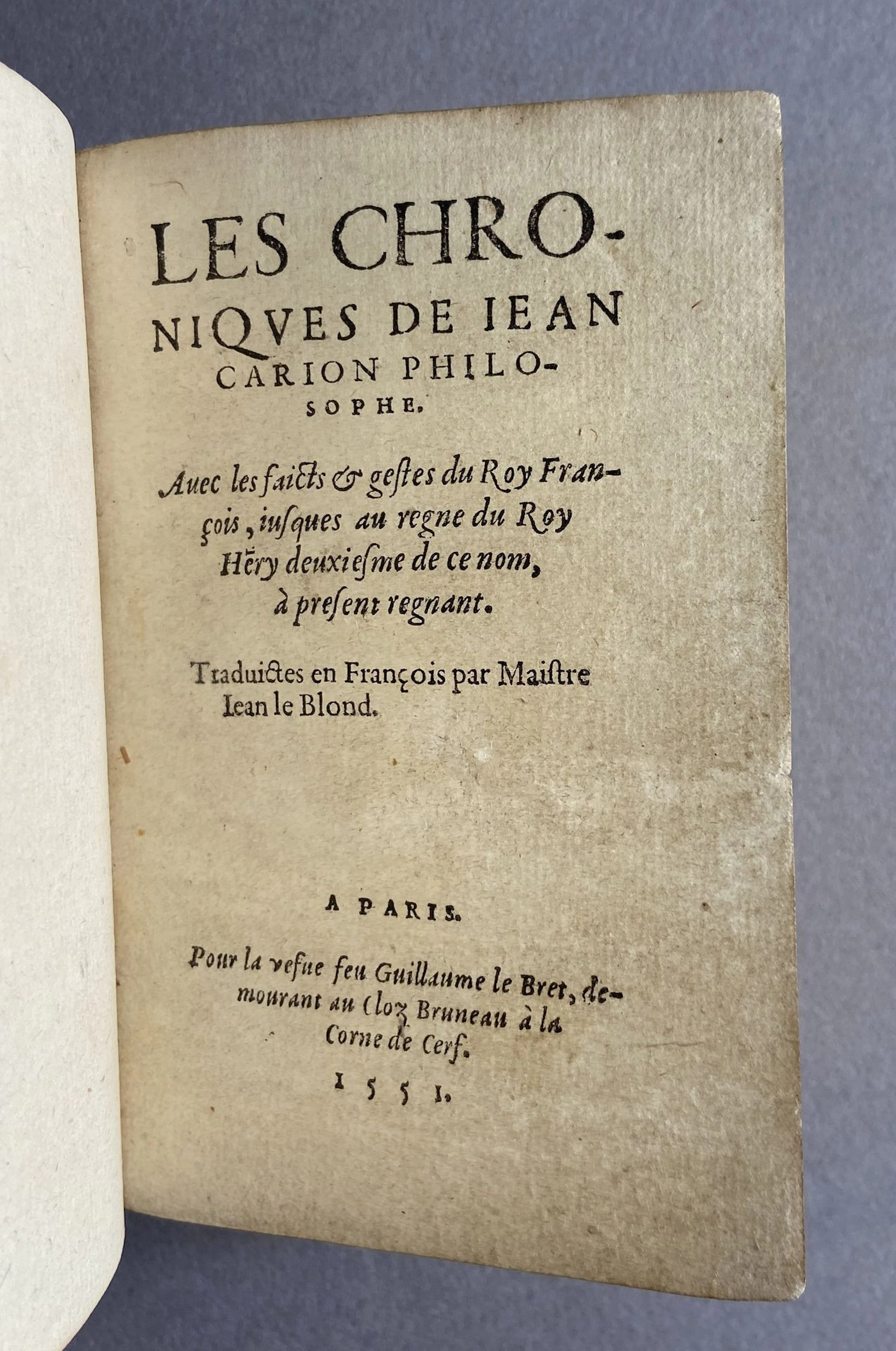 CARION (Jean). The Chronicles of Jean Carion. Including the - Lot 43