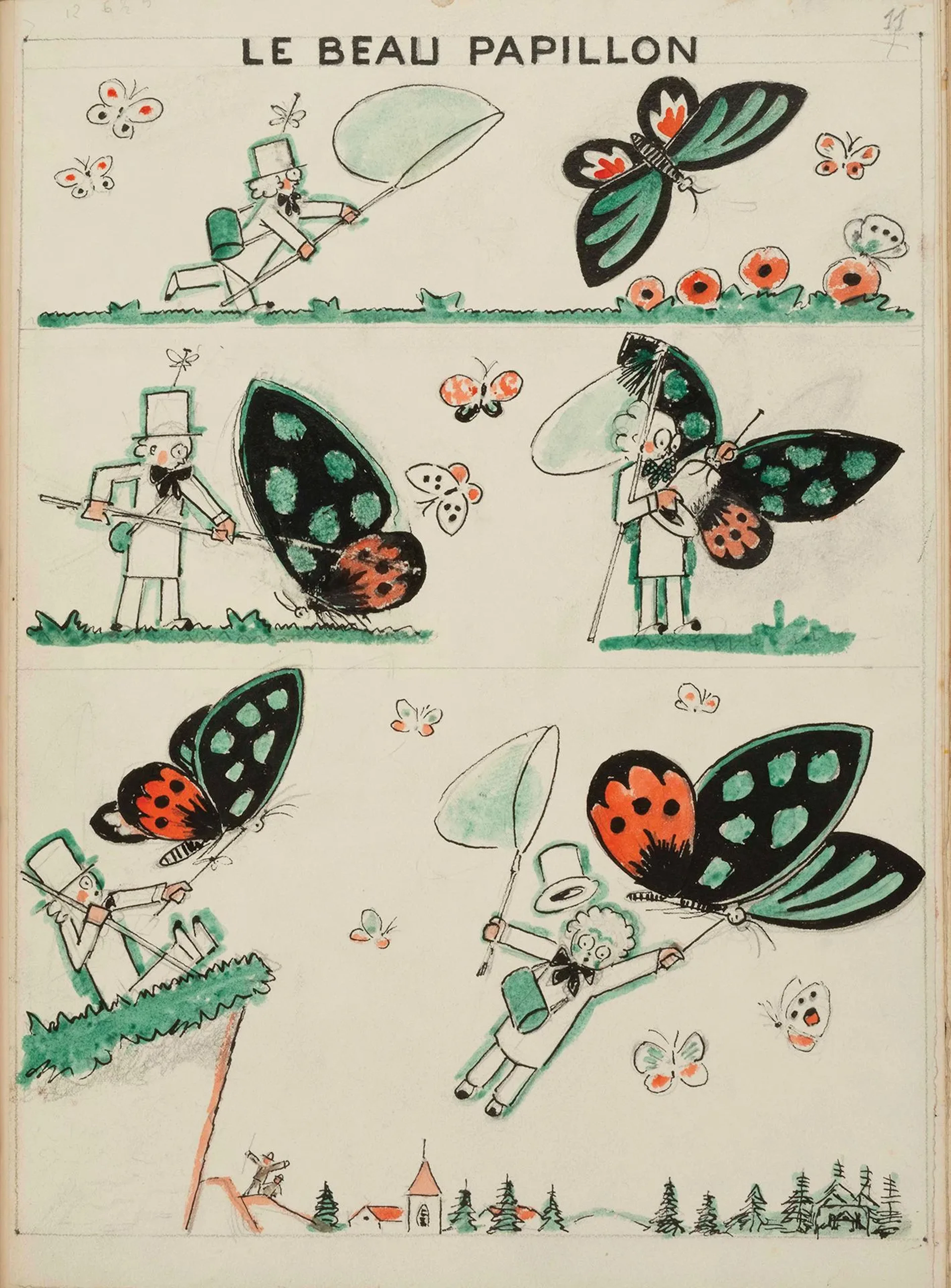 HELLÉ (André). Album of 18 original watercolors, in-4 format - Lot 238