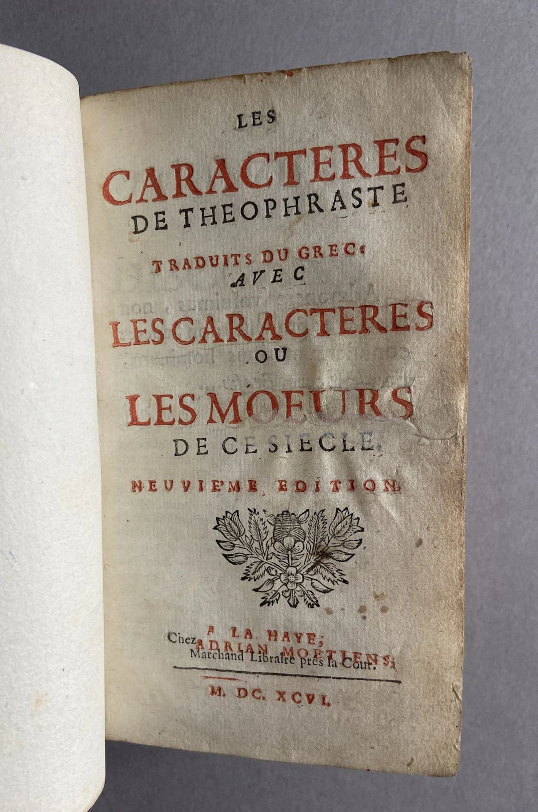LA BRUYÈRE. The Characters of Theophrastus. With The Charact - Lot 87