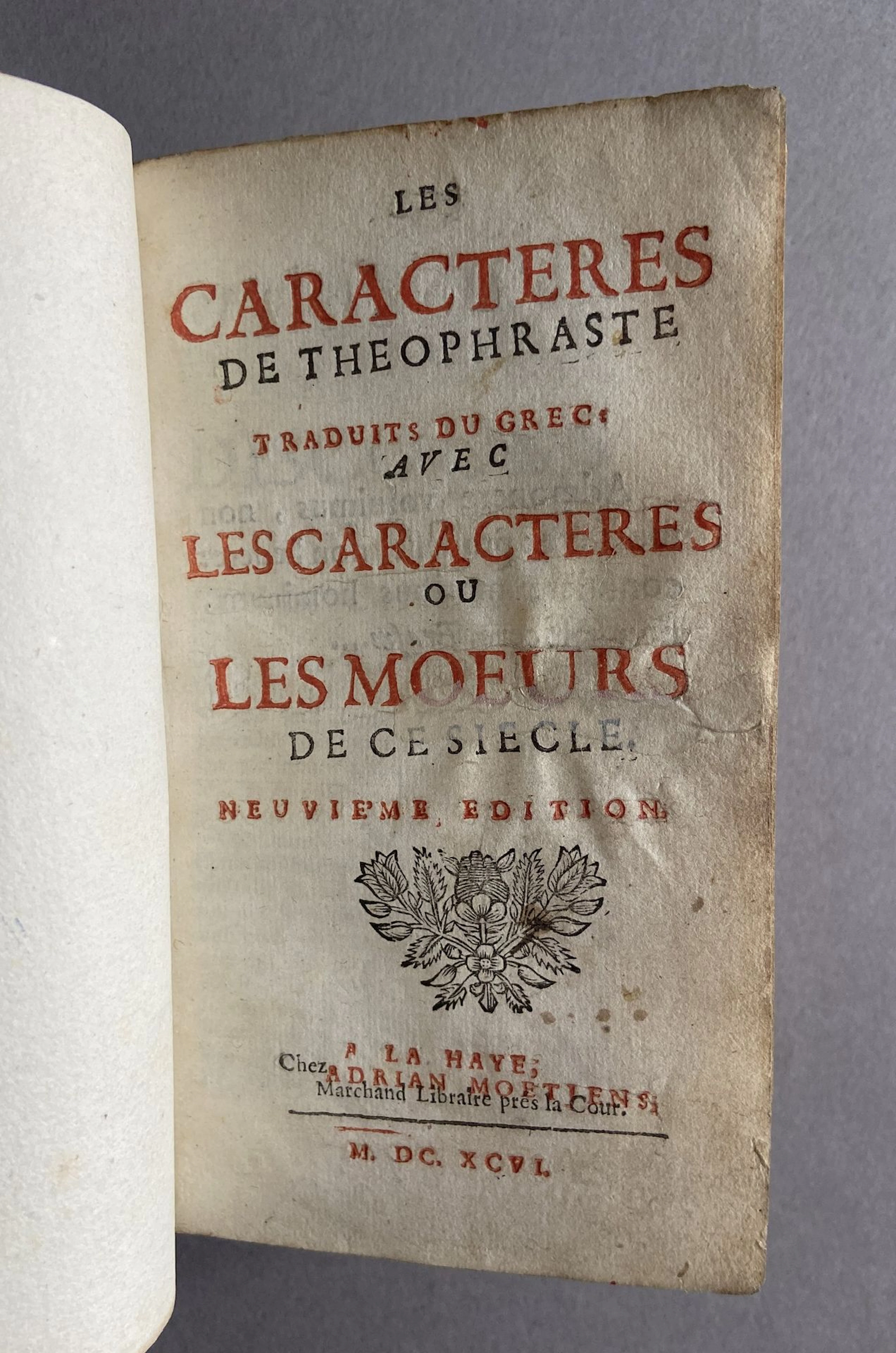 LA BRUYÈRE. The Characters of Theophrastus. With The Charact - Lot 87
