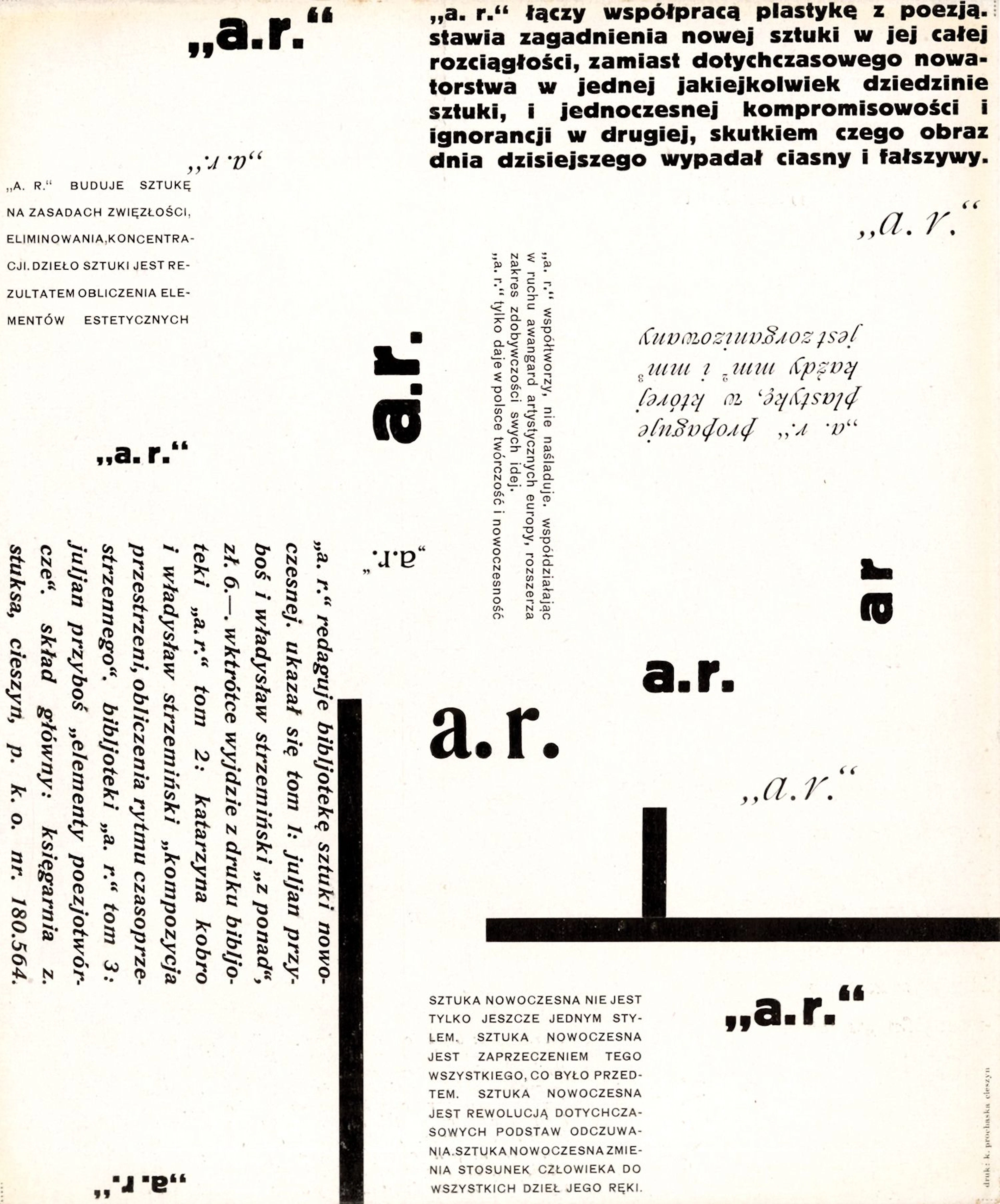 POLAND [MANIFESTO FLYER]. STATEMENT BY THE A.R. GROUP, Ł - Lot 314