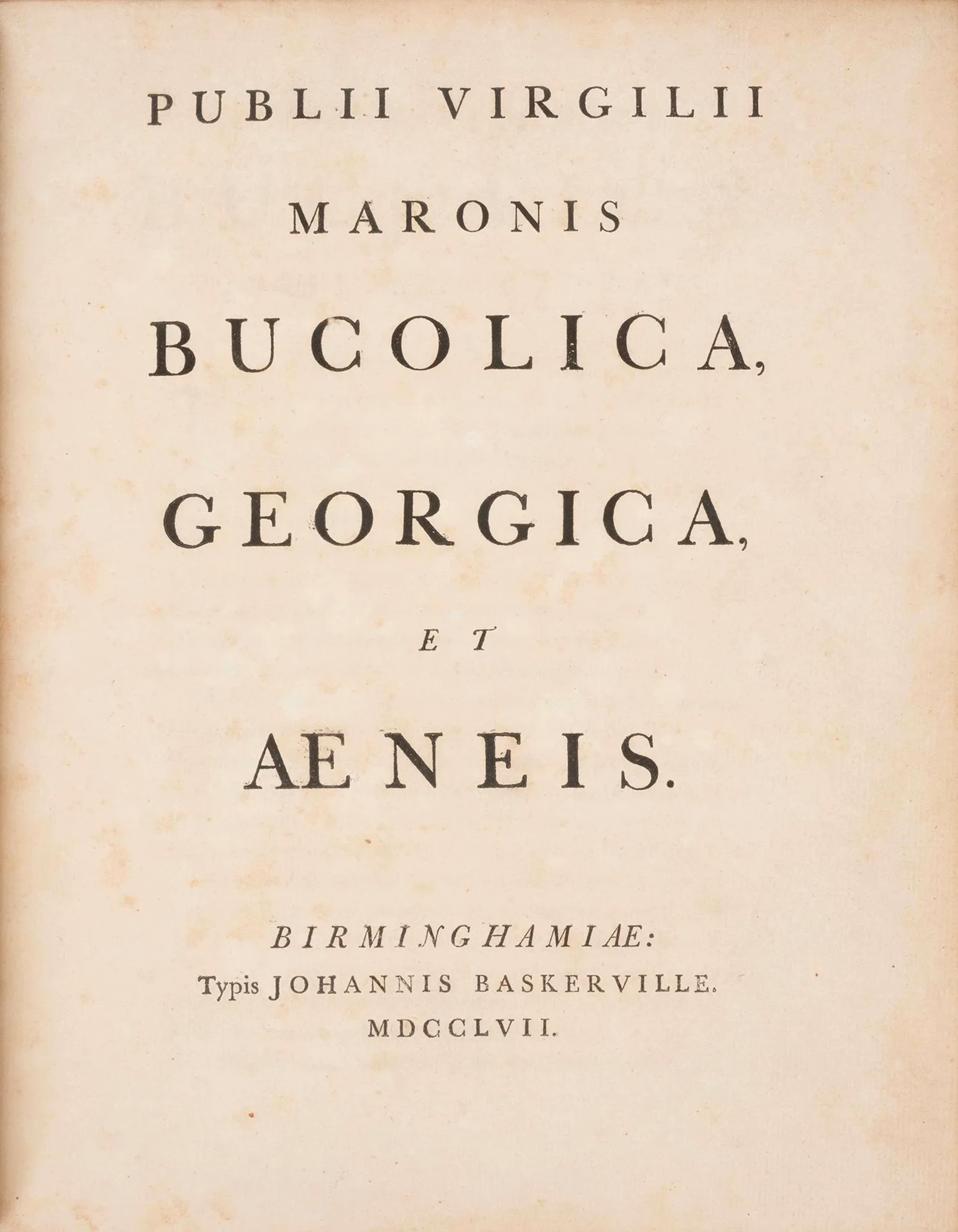 VIRGIL. *Bucolica*, *Georgica*, and *Aeneid*. Birmingham, Jo - Lot 179