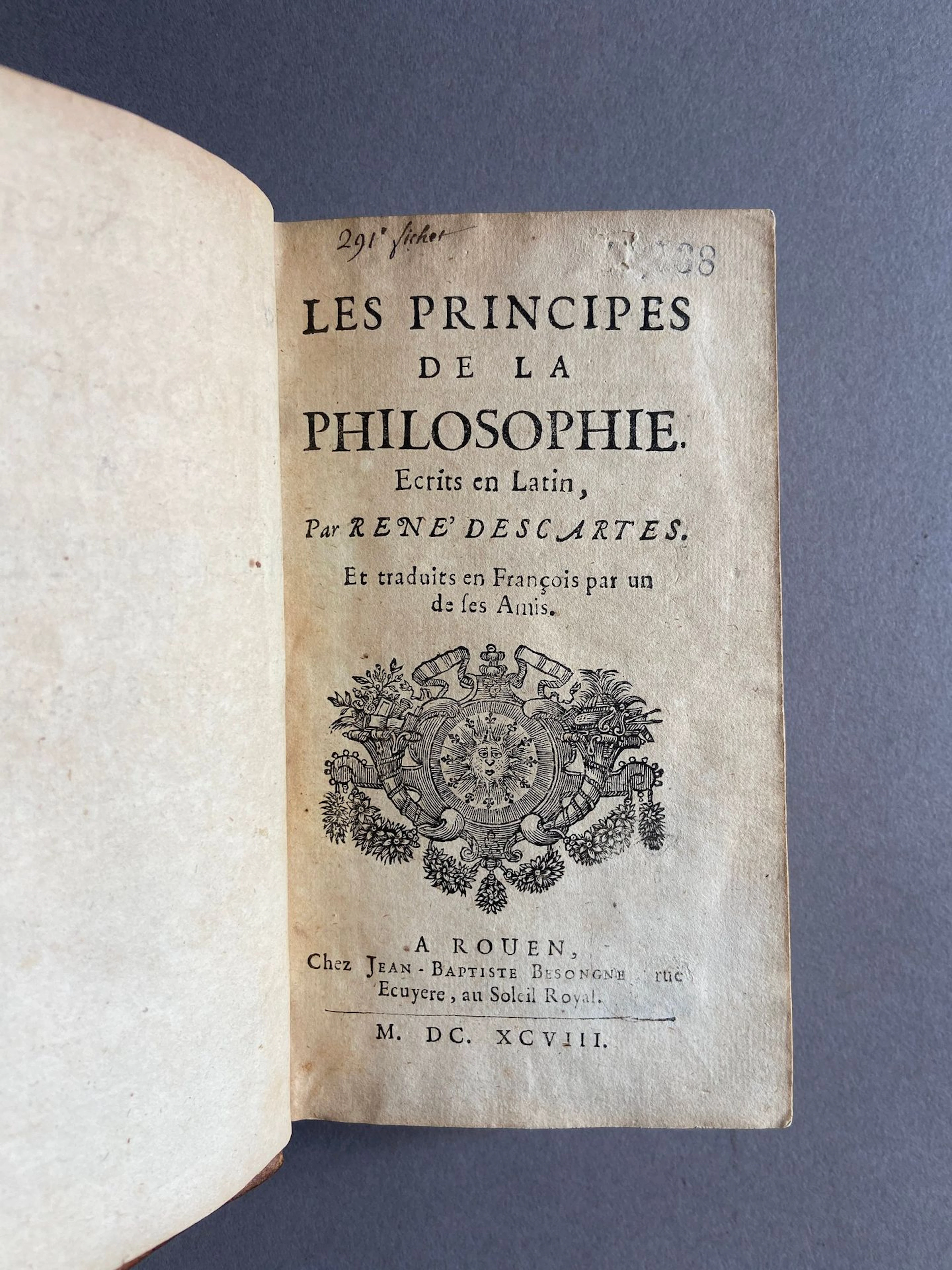DESCARTES (René). The Principles of Philosophy. Translated i - Lot 59