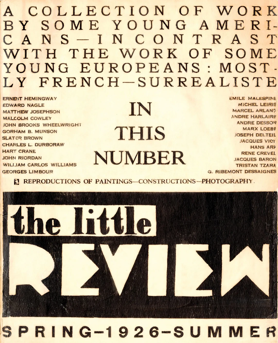UNITED STATES [MAGAZINE]. THE LITTLE REVIEW. New York, Sprin - Lot 218