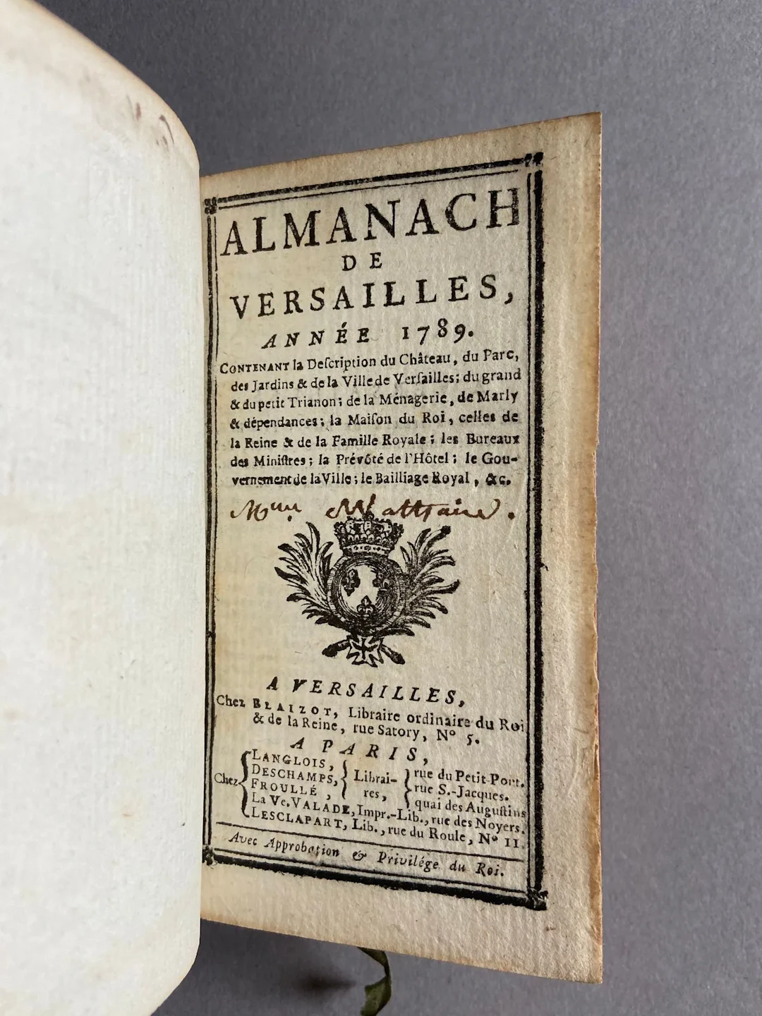 ALMANAC of Versailles, Year 1789. Containing a Description o - Lot 3